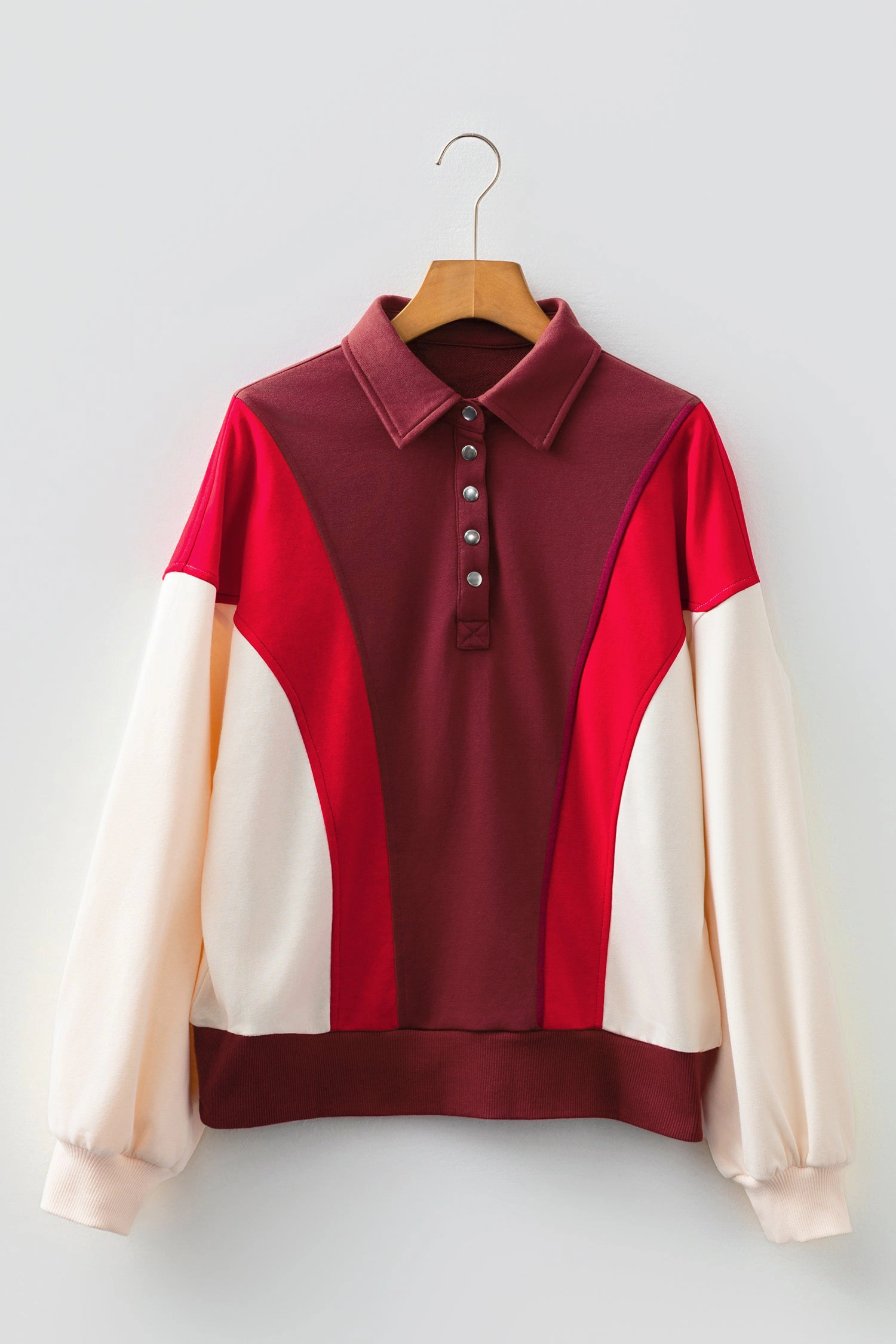Threaded Pear Women's Whitley Patchwork Snap Oversize Hoodie