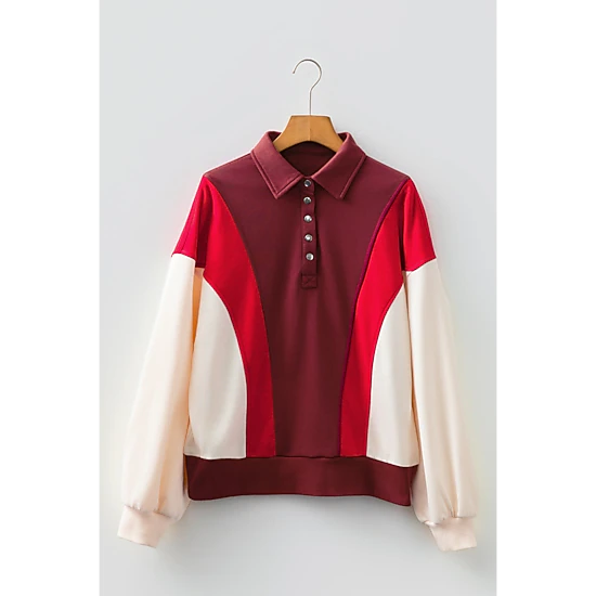 Threaded Pear Women's Whitley Patchwork Snap Oversize Hoodie