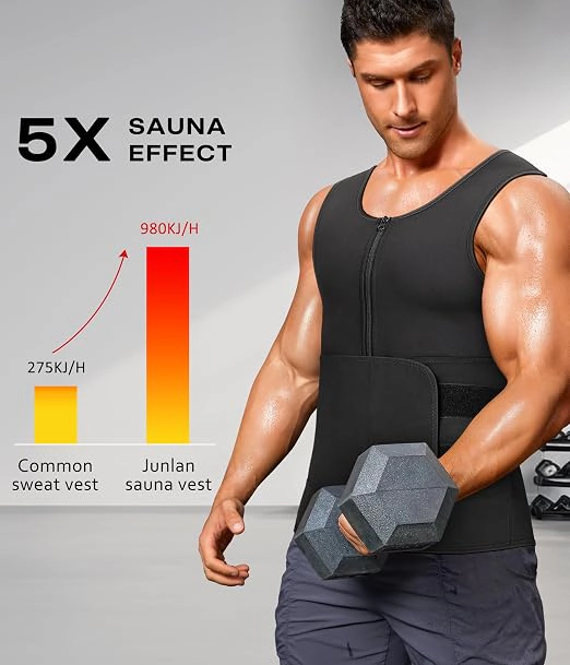 Nebility Mens Sauna Suit Waist Trainer Compression Shirt