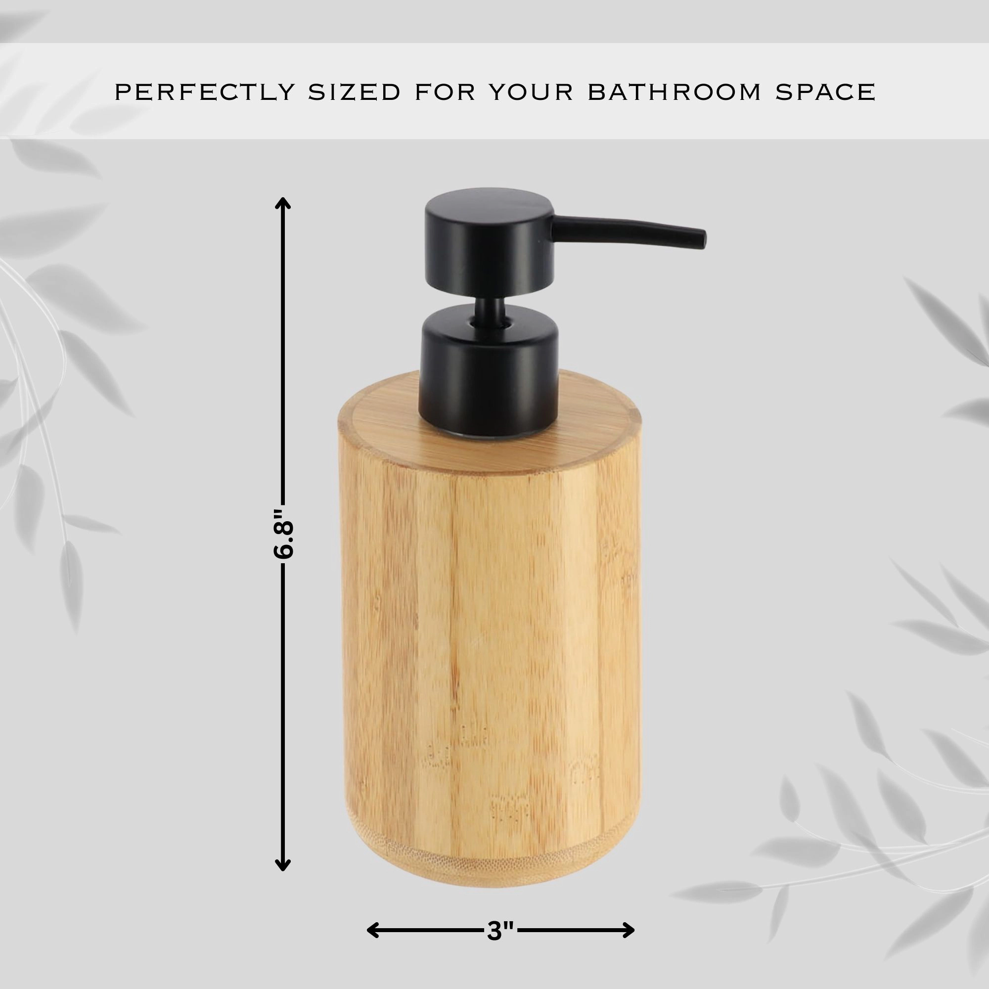 Evideco French Home Goods 10 oz Bamboo Soap Dispenser with Matte Black Pump