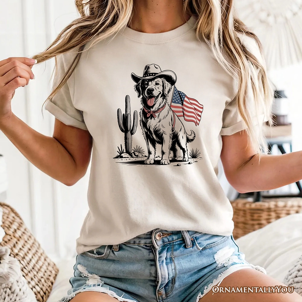 OrnamentallyYou Unisex American Cowboy Dog 4th Of July T-Shirt