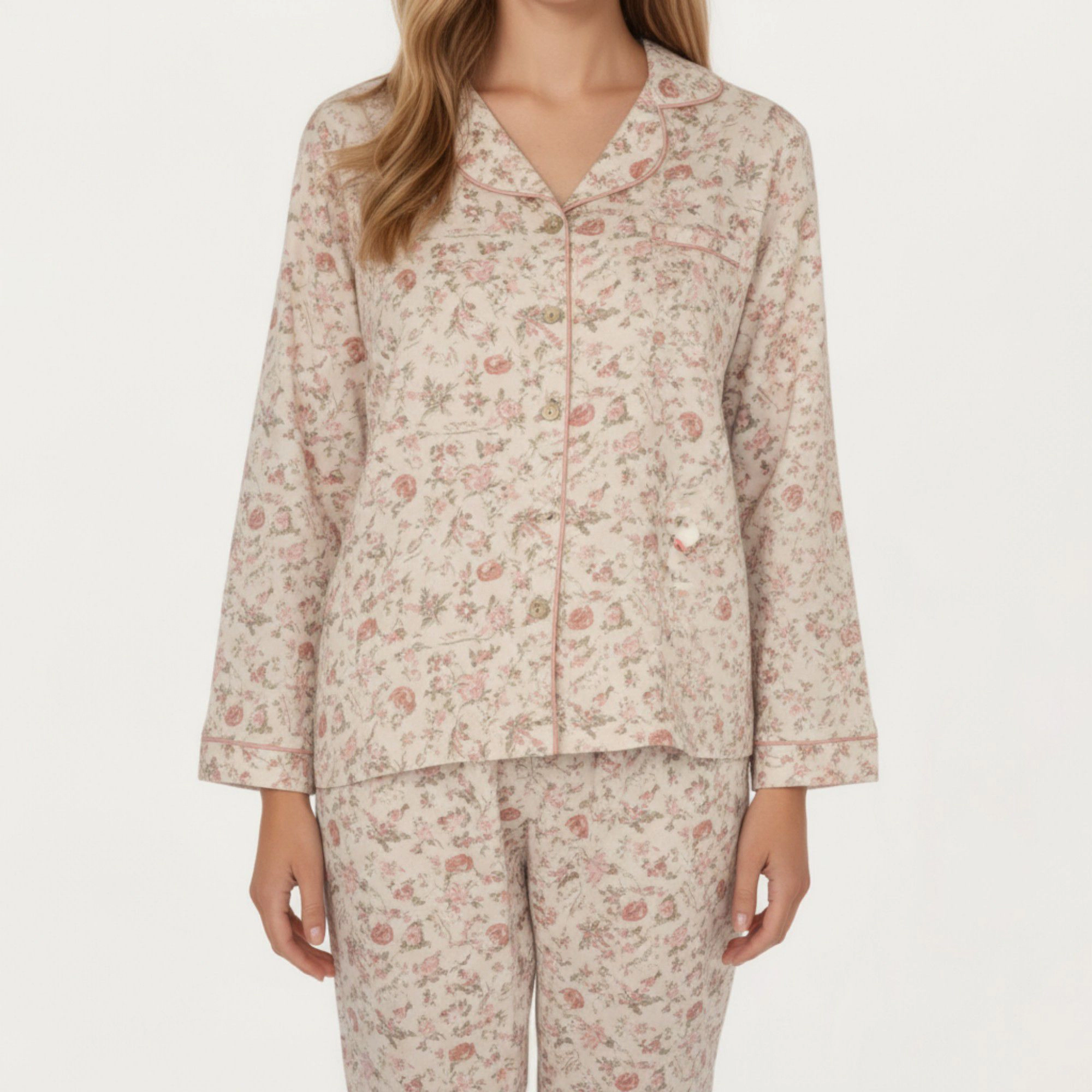 Anna-Kaci Women's 2-Piece Button Front Floral Print Pajama Top with Notched Collar and Relaxed Pants