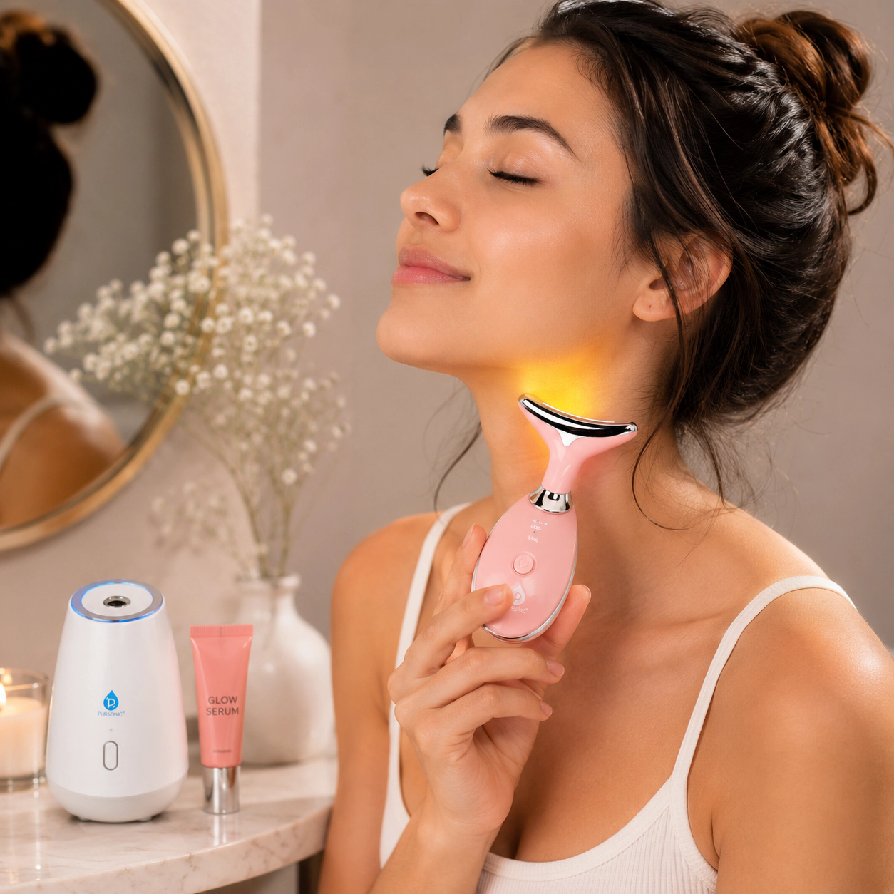 Pursonic Unisex Spa & Beauty Bundle – Facial Steamer & 7-in-1 LED Light Therapy Device