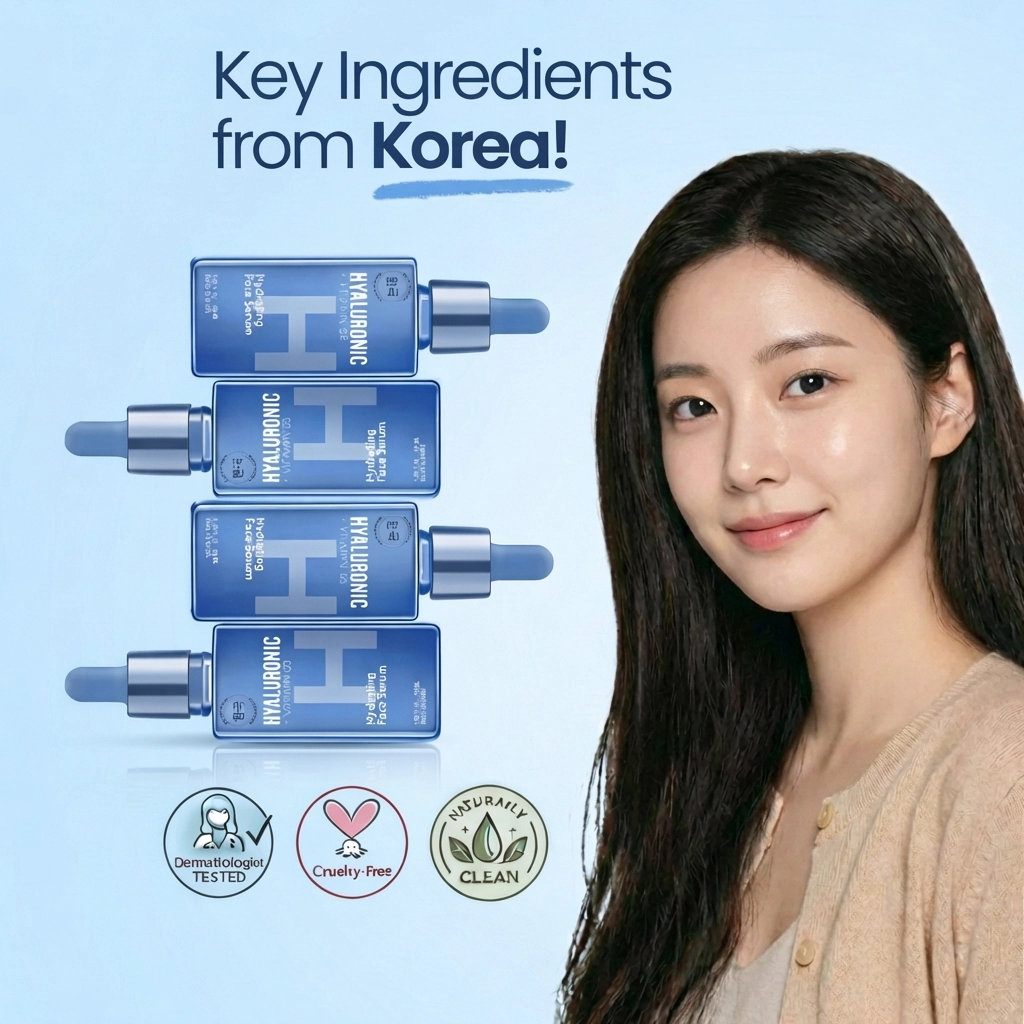 Lovery Hyaluronic + Vitamin B5 Hydrating Face Serum - Korean Skincare Dual-Action Plumping & Barrier Repair Treatment