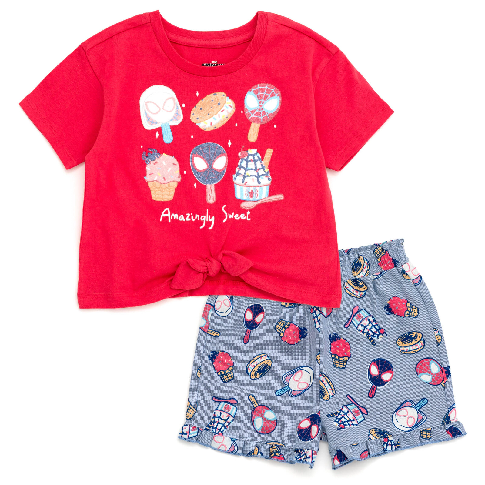 Marvel Spider-Man Girls' 2-Piece T-Shirt and Shorts Set