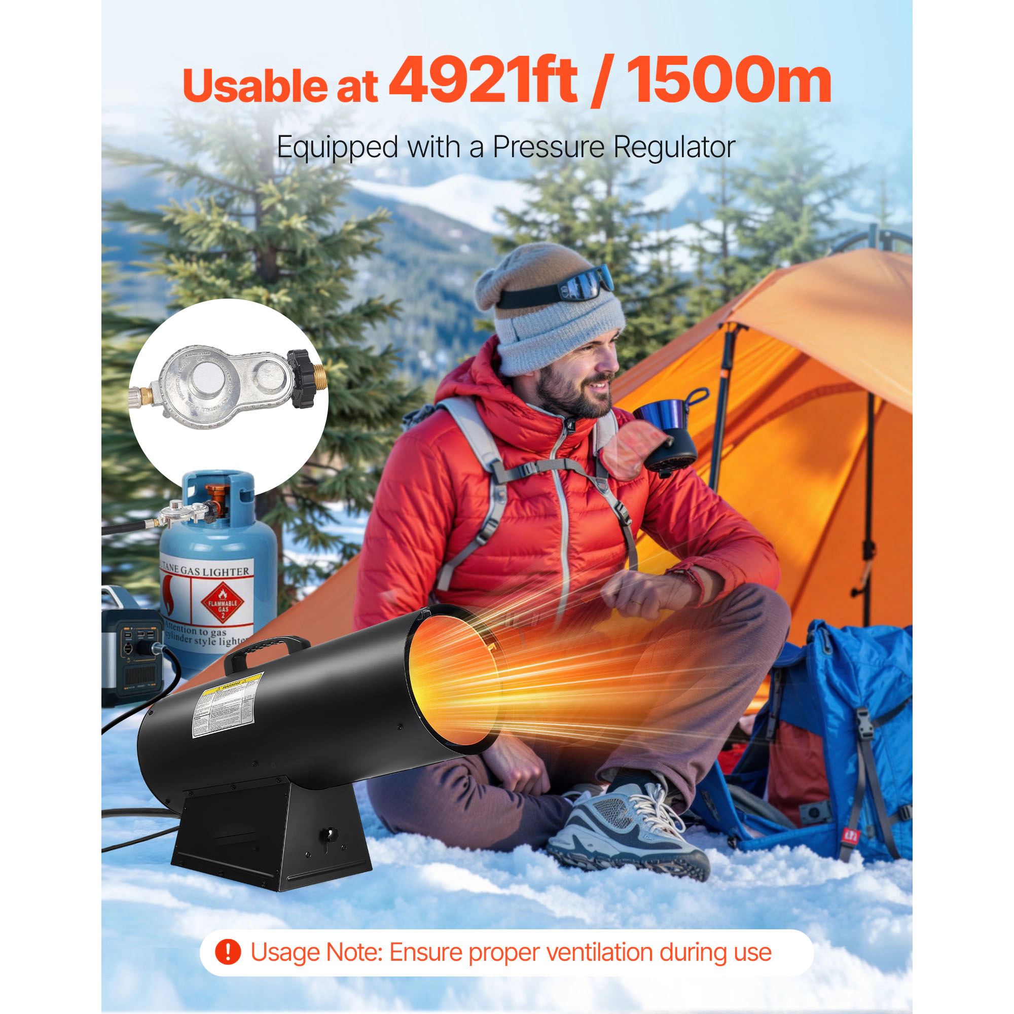 HONGGE Propane Heater with Temp Settings & Protection for Indoor/Outdoor