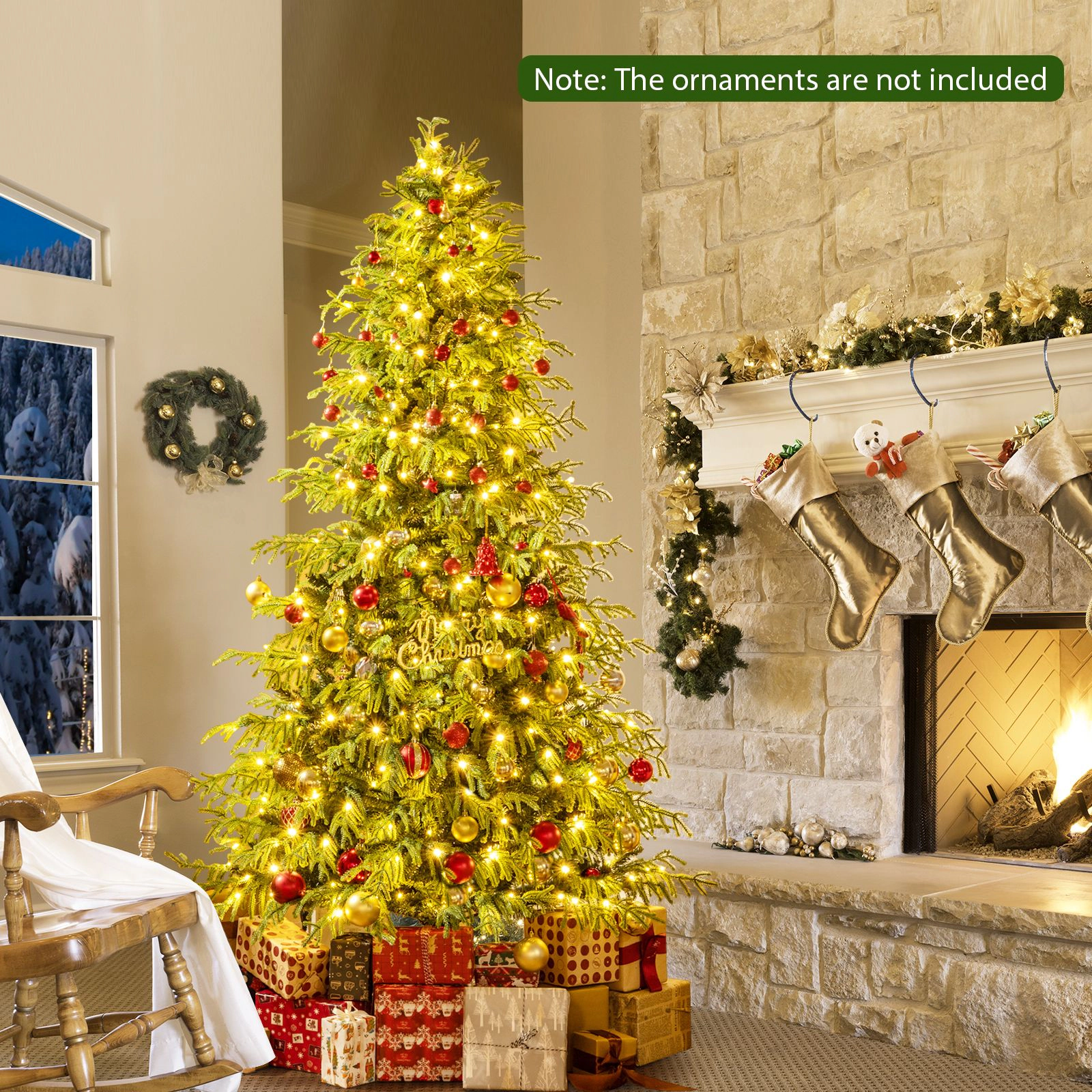 SlickBlue Full Branch Christmas Tree with PE and PVC Foliage