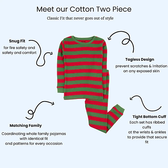 Leveret Baby/Toddler/Kids 2-pc  Cotton Snug Fit Holiday Striped Pajamas