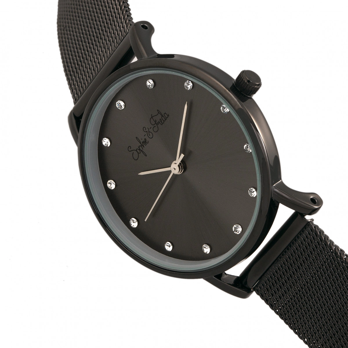 Sophie & Freda Savannah Mesh Bracelet Watch w/Swarovski Crystals