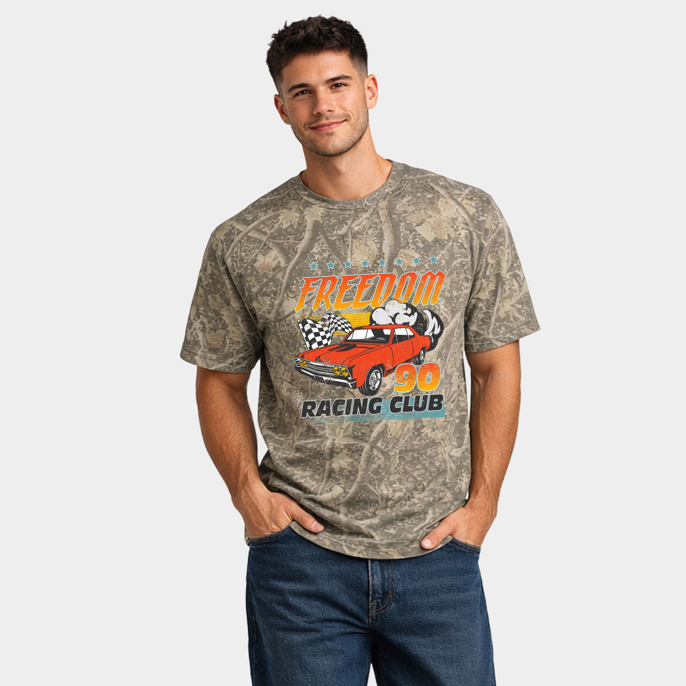 Simply Sage Market - Men's Heavyweight Camo Tee Freedom Racing Club