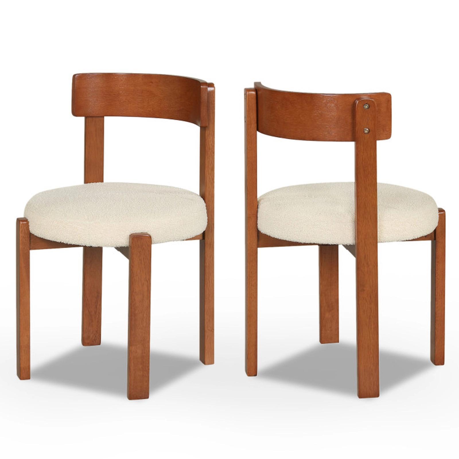 SUGIFT Curved Backrest Modern Dining Chairs Set of 2 Rubber Wood Legs 18-in Seat Height 415-lb Capacity Brown + Beige