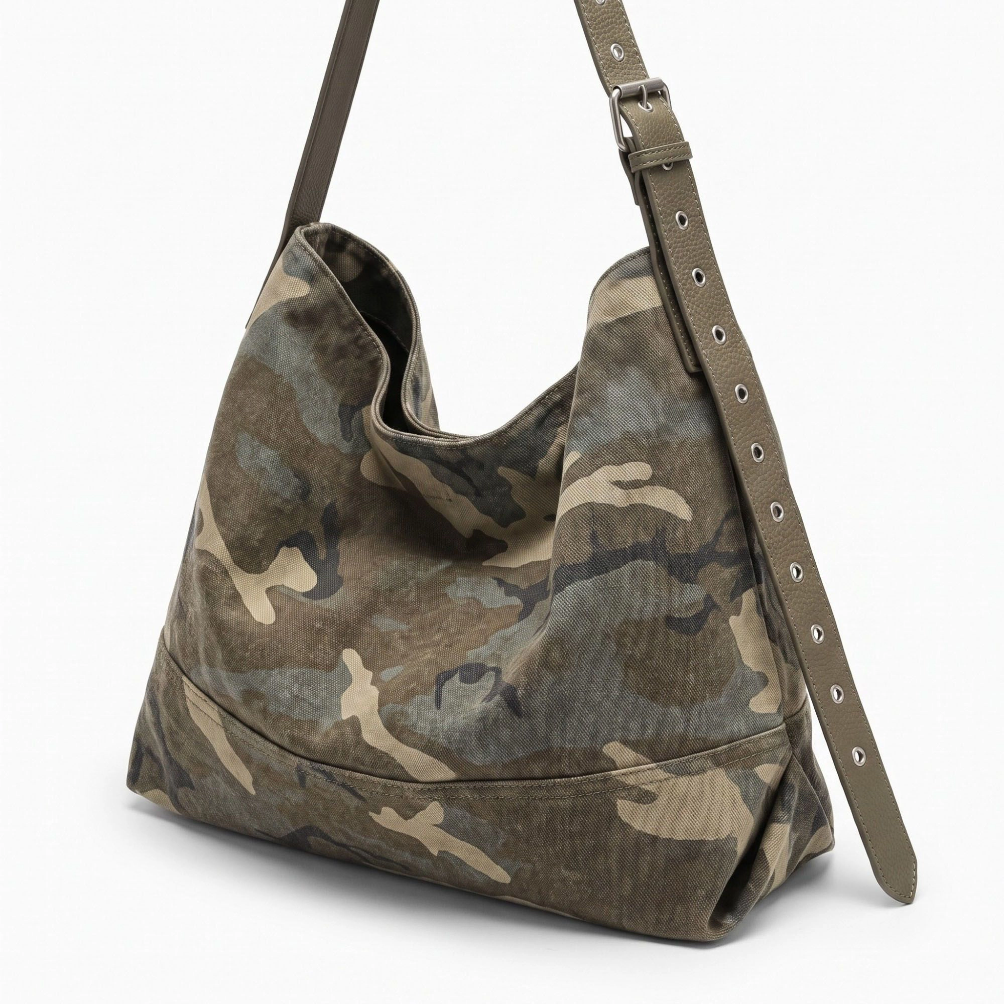 Alilang Women's Camouflage Print Slouchy Hobo Bag with Adjustable Grommet Strap
