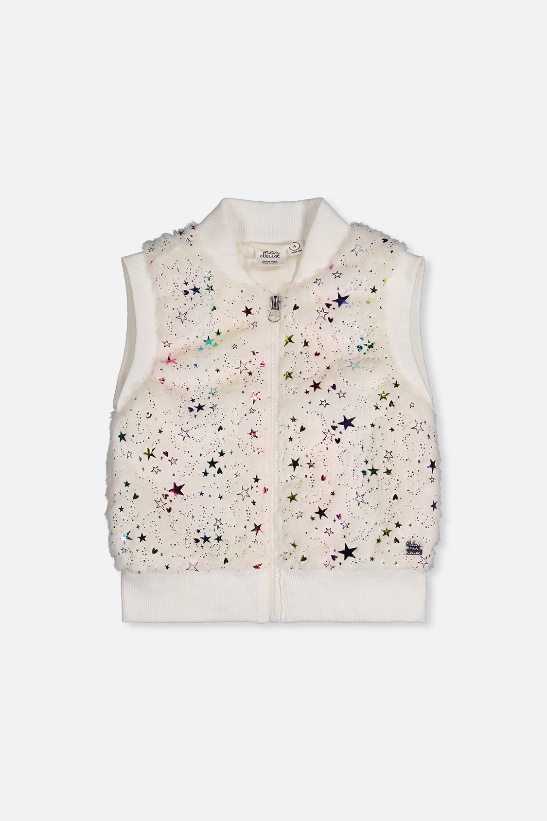 Deux par Girls Star Pattern Faux Fur Sleeveless Vest