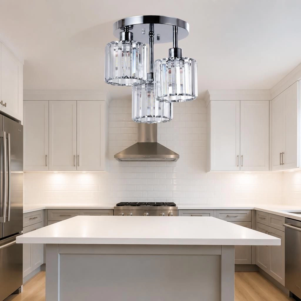 ELEMENT ACE Round Flush Mount Crystal Ceiling Light