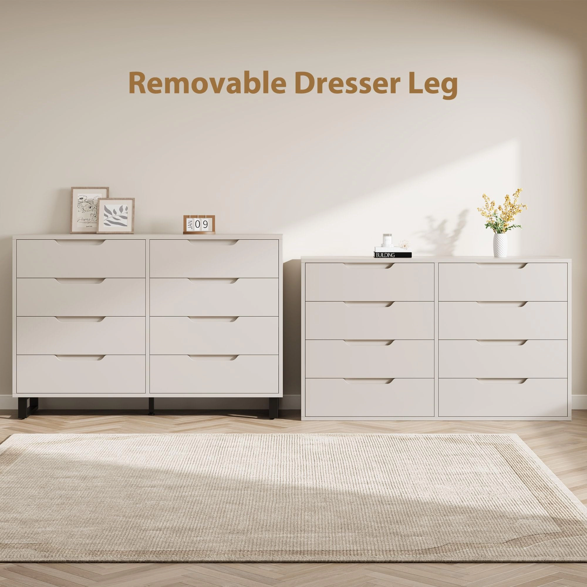 8 Drawer Dresser for Bedroom, 55" Wide Freestanding Storage Chest for Living Room or Hallway