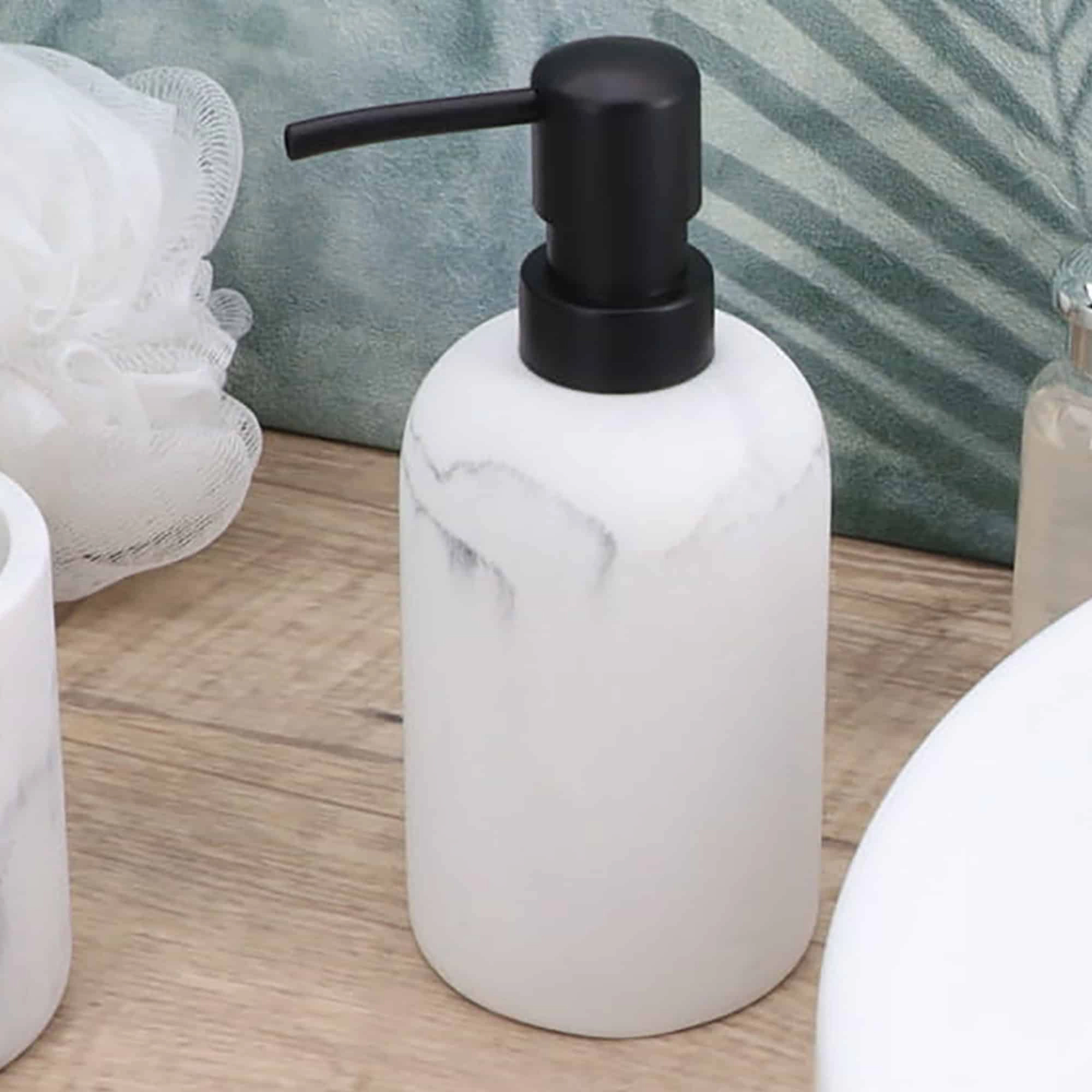 Evideco French Home Goods Marble-Effect Polyresin Soap Dispenser, 10 oz