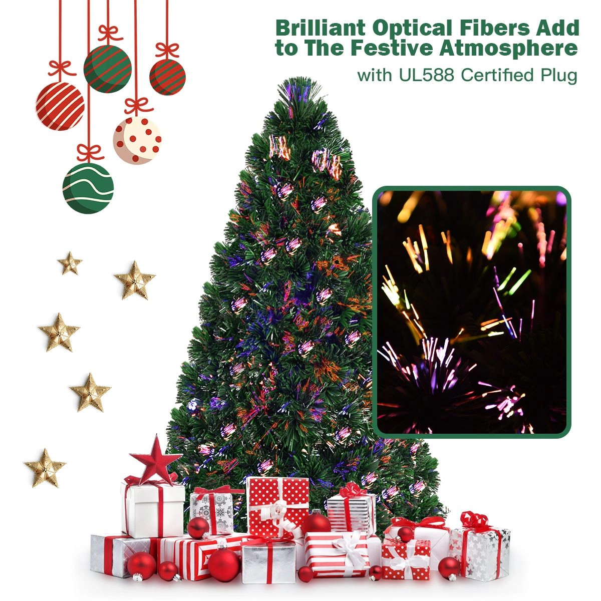 SlickBlue Green Fiber Optic Christmas Tree for Indoor Holiday Décor