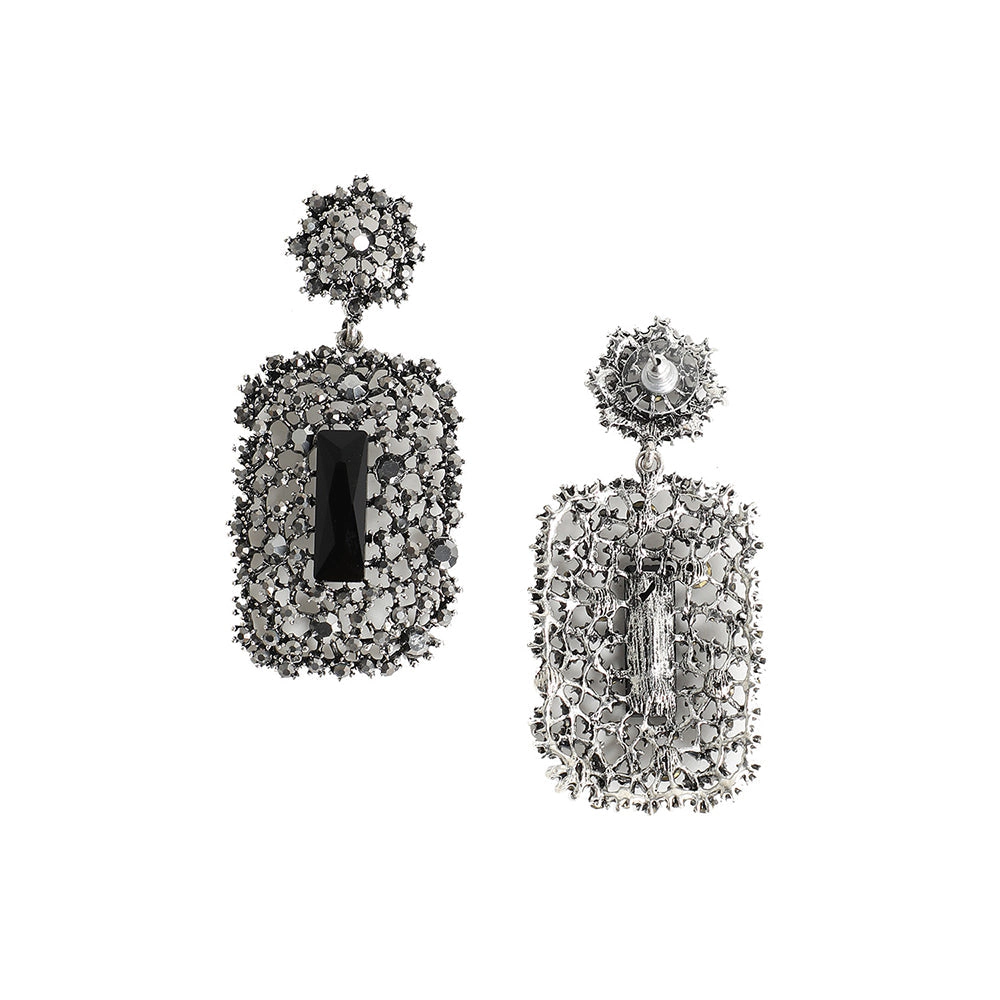 SOHI Women's Stone Intricate Cluster Geometric Drop Earrings