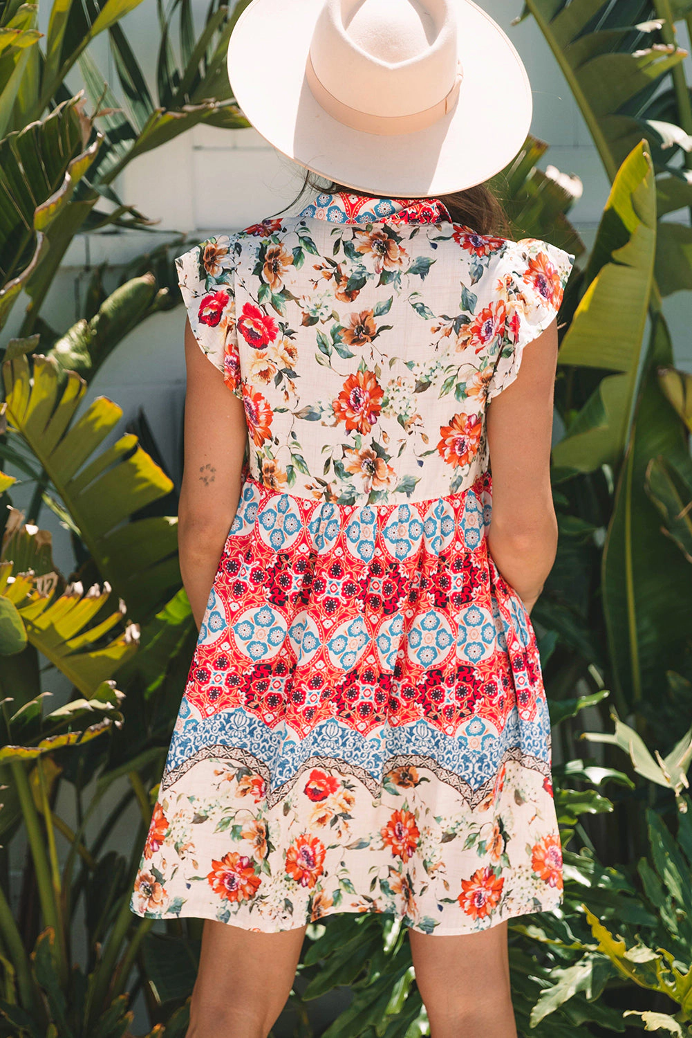 Threaded Pear Women's Dior Floral Mixed Pattern Buttoned Dress