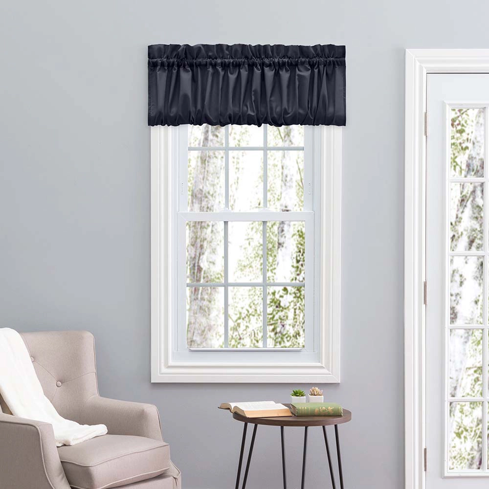 Ellis Stacey 1.5" Rod Pocket High Quality Fabric Solid Color Window Balloon Valance 60"x15" Navy