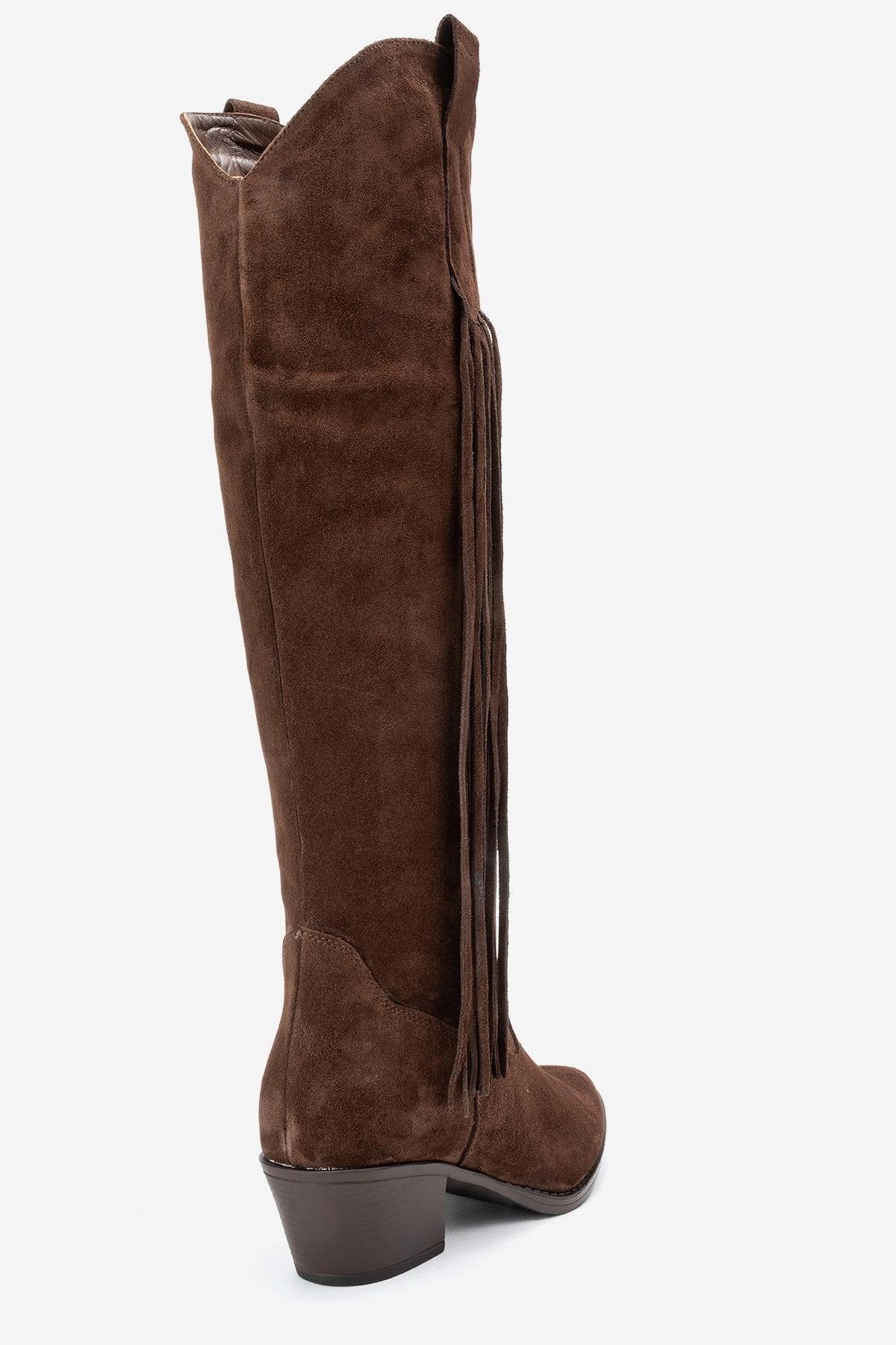 Forever & Always Womens Rios Leather Fringe Knee High Boots