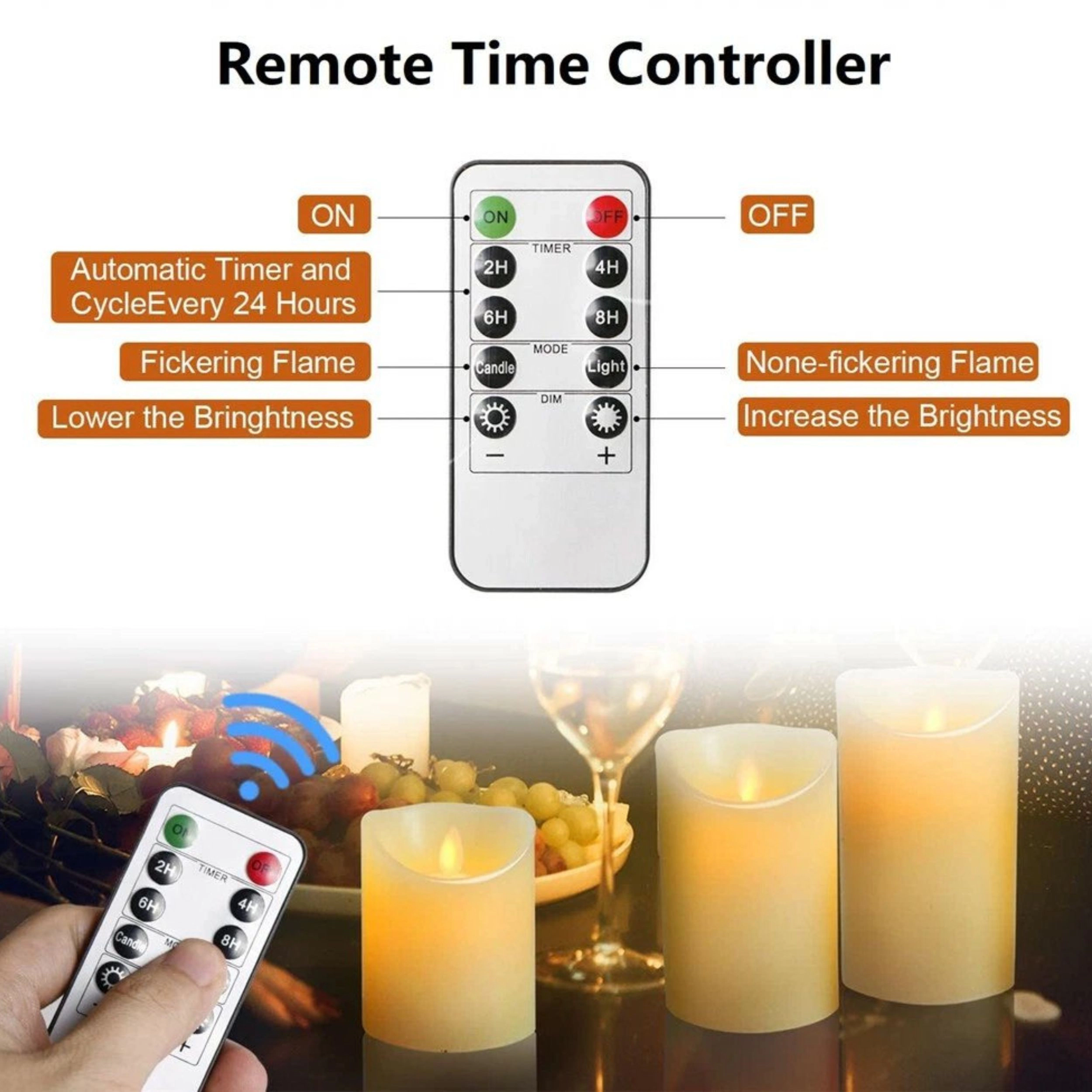 Home Collection Flameless LED Wax Pillar Candle with Remote Control Timer