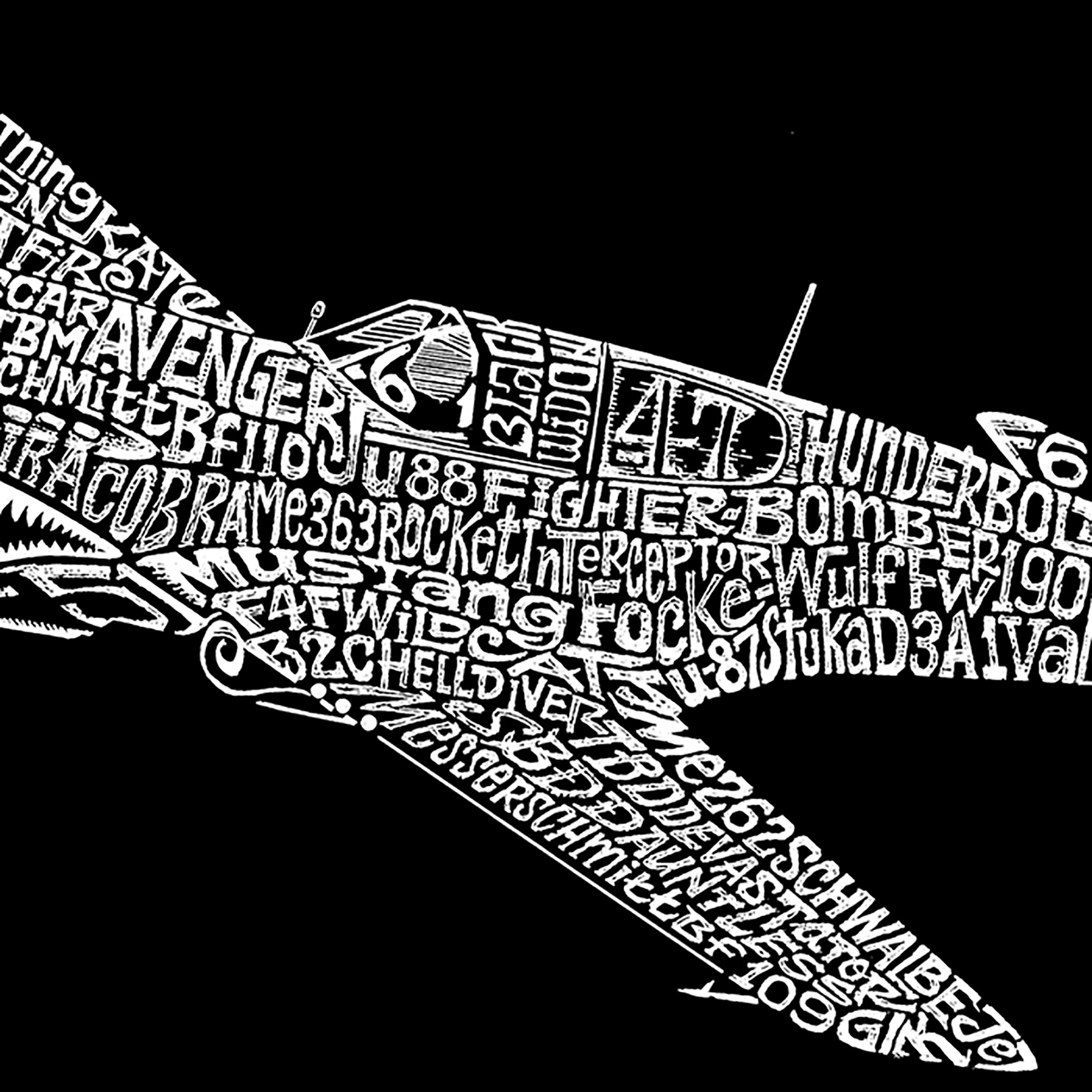 LA Pop Art Men's P-40 Word T-Shirt - 100% Cotton, Crew Neck