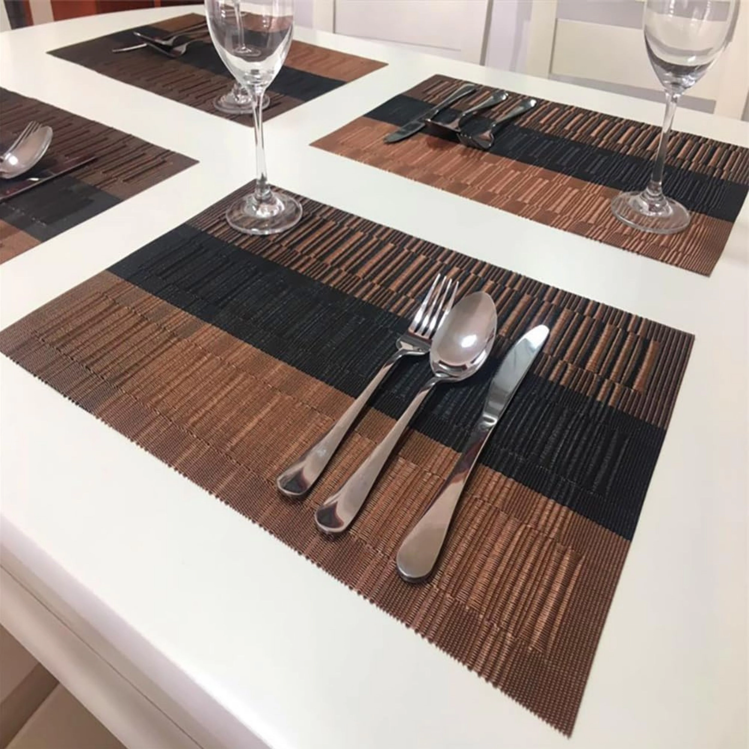 Stock Preferred Pack of 4 Washable Woven Vinyl Dining Table Placemats