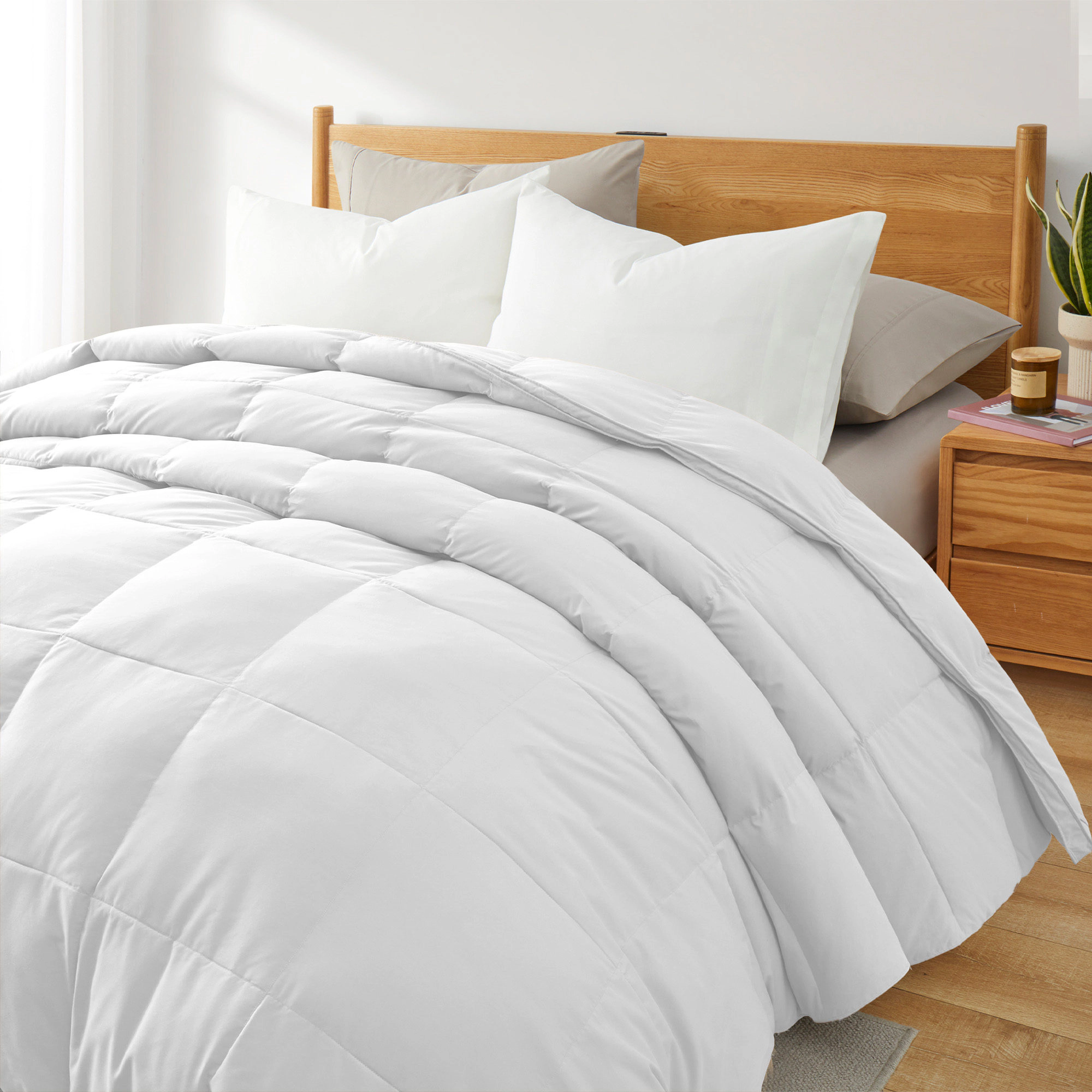 PEACENEST All Season Feather Fiber Comforter Soft Fluffy Duvet Insert