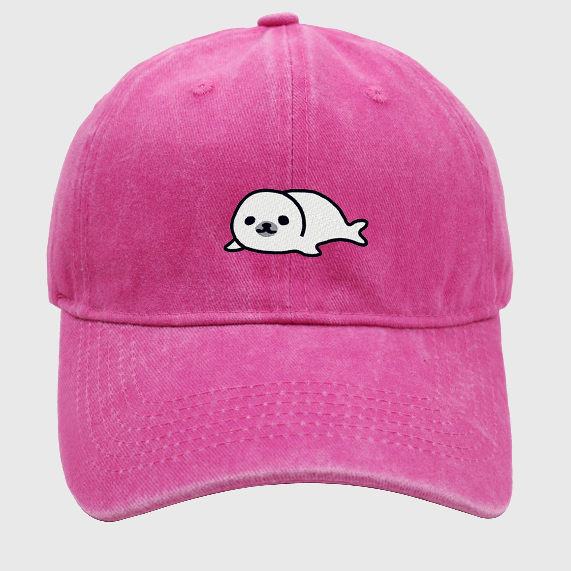 Anna-Kaci Women's Vintage Washed Baseball Cap with Cute Seal Embroidery