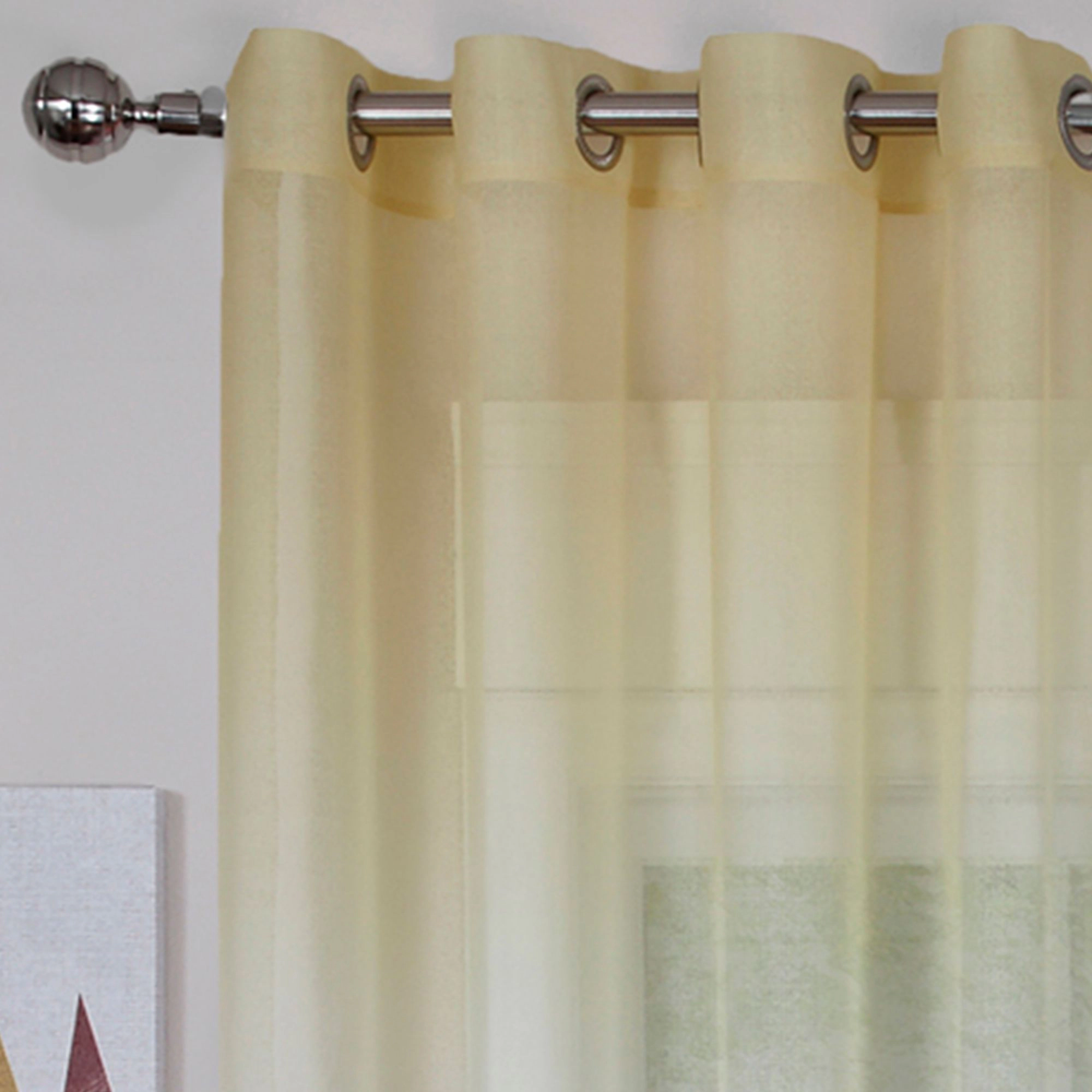 Kate Aurora 2 Piece Blue & Yellow Ombre Summery Sheer Grommet Top Curtain Panels - 84 in. Long