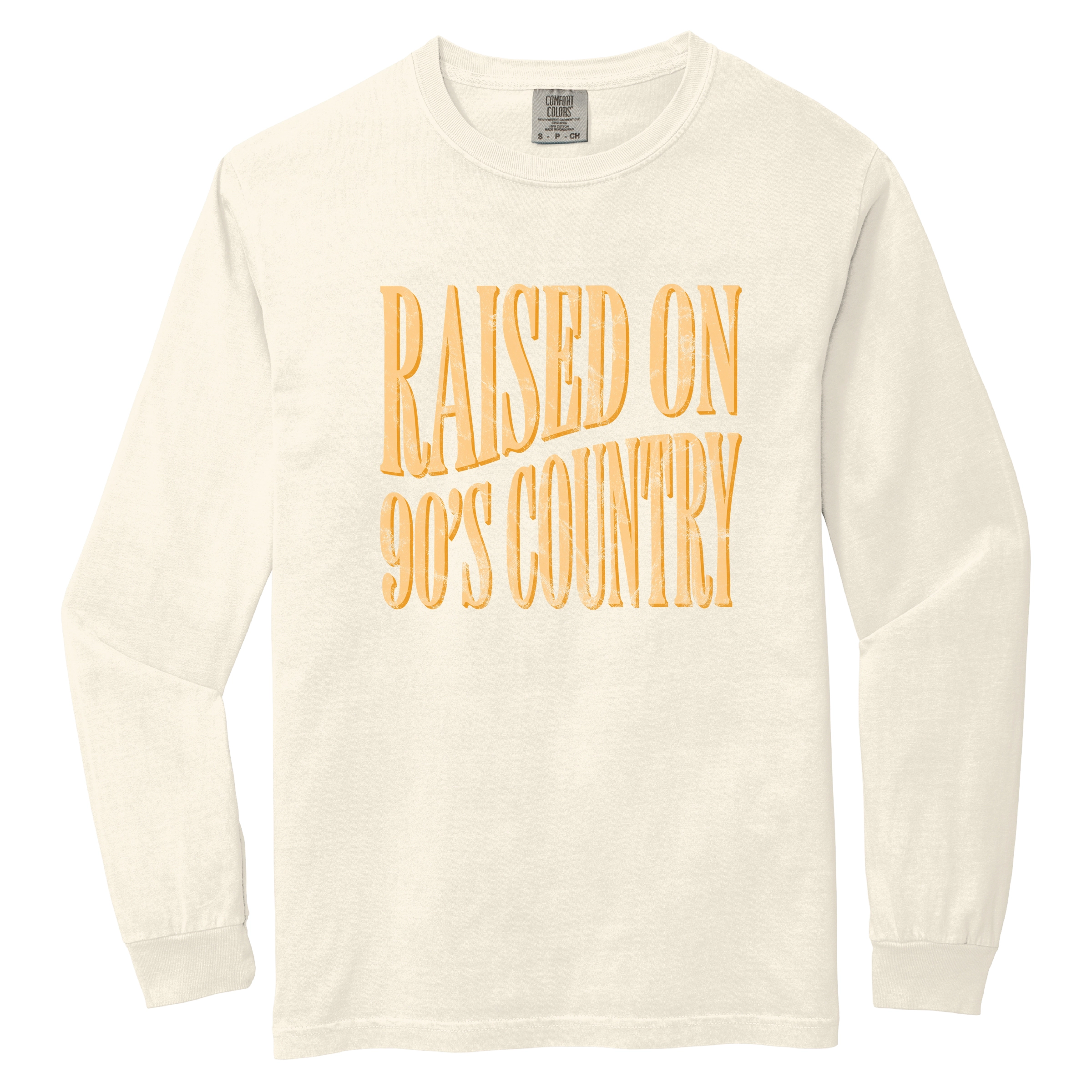 Simply Sage Market - Women's Garment Dyed Long Sleeve Graphic T-Shirt Raised on 90s Country Distressed