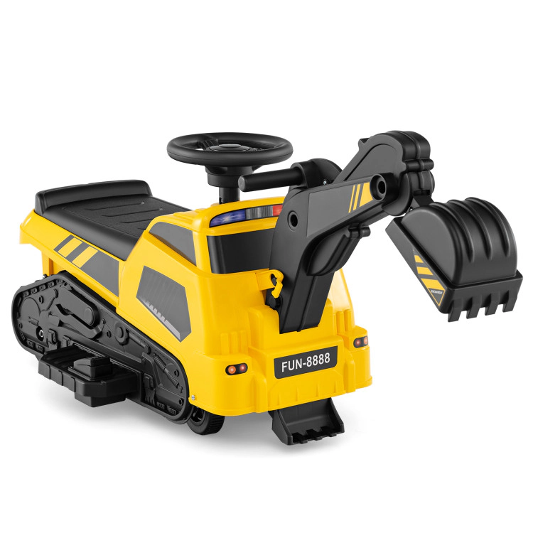 Hivvago 6V Ride on Tractor 3-in-1 Electric Excavator with Adjustable Arms and Music-Yellow