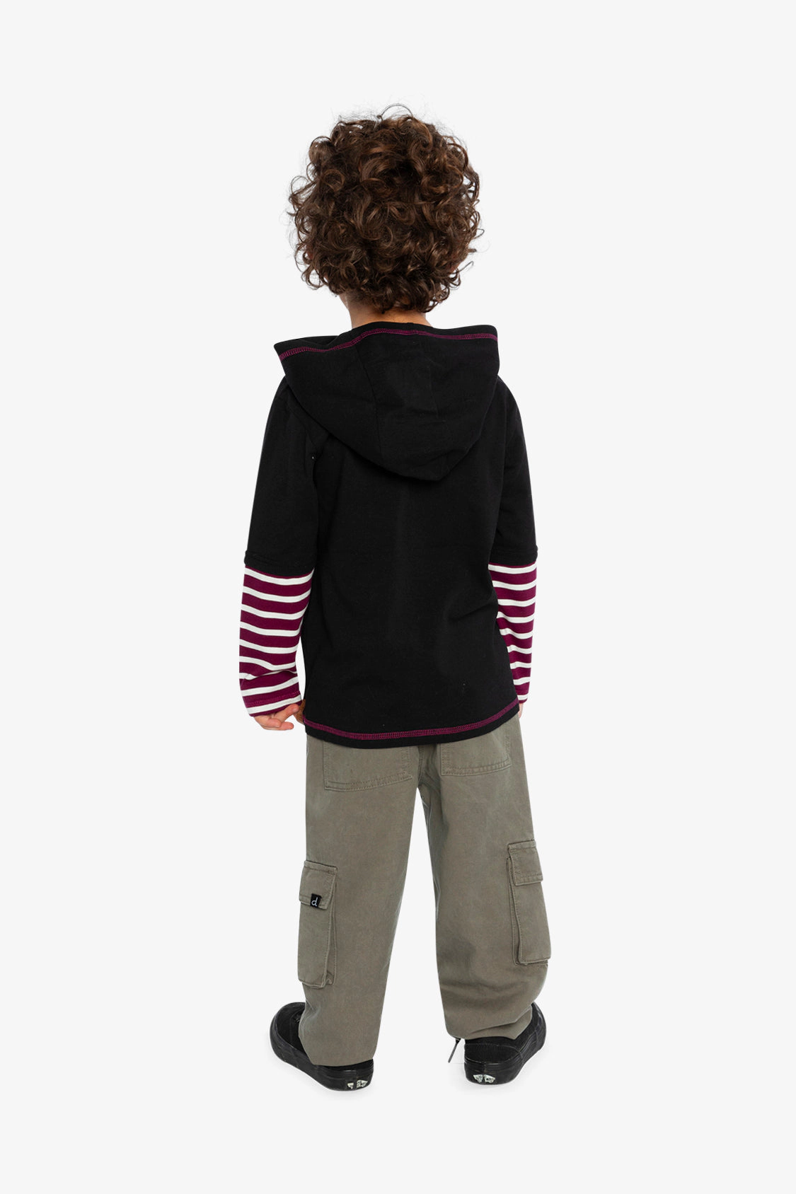 Deux par Boys Fake Double Sleeve Hooded Shirt