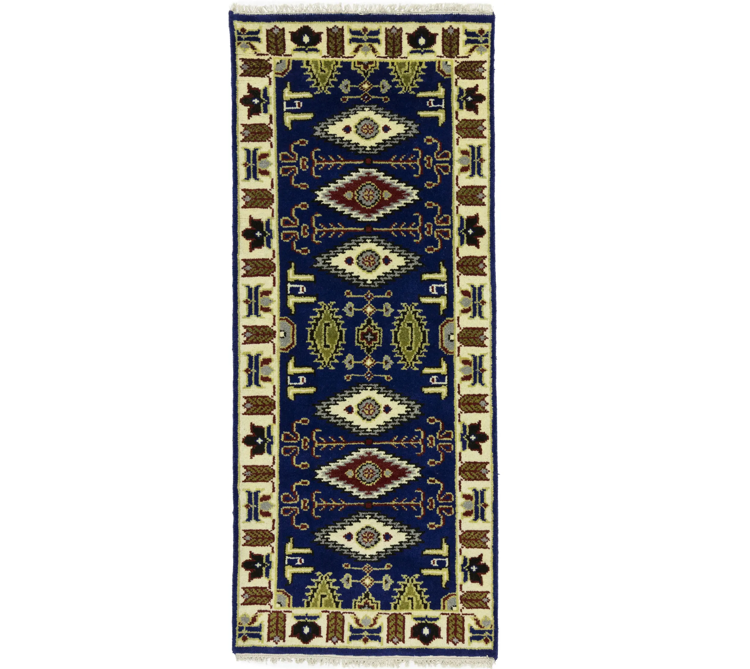Magic Rugs Navy Blue Geometric 3X6 Kazak Oriental Rug