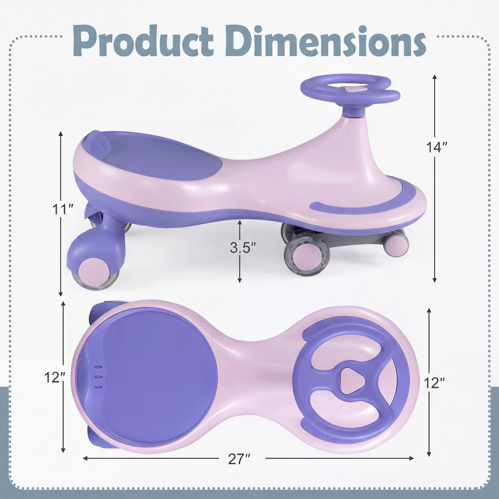 Costway Wiggle Car Ride On Toy, Swing with Silent LED Flashing Wheels for Toddlers Boys & Girls