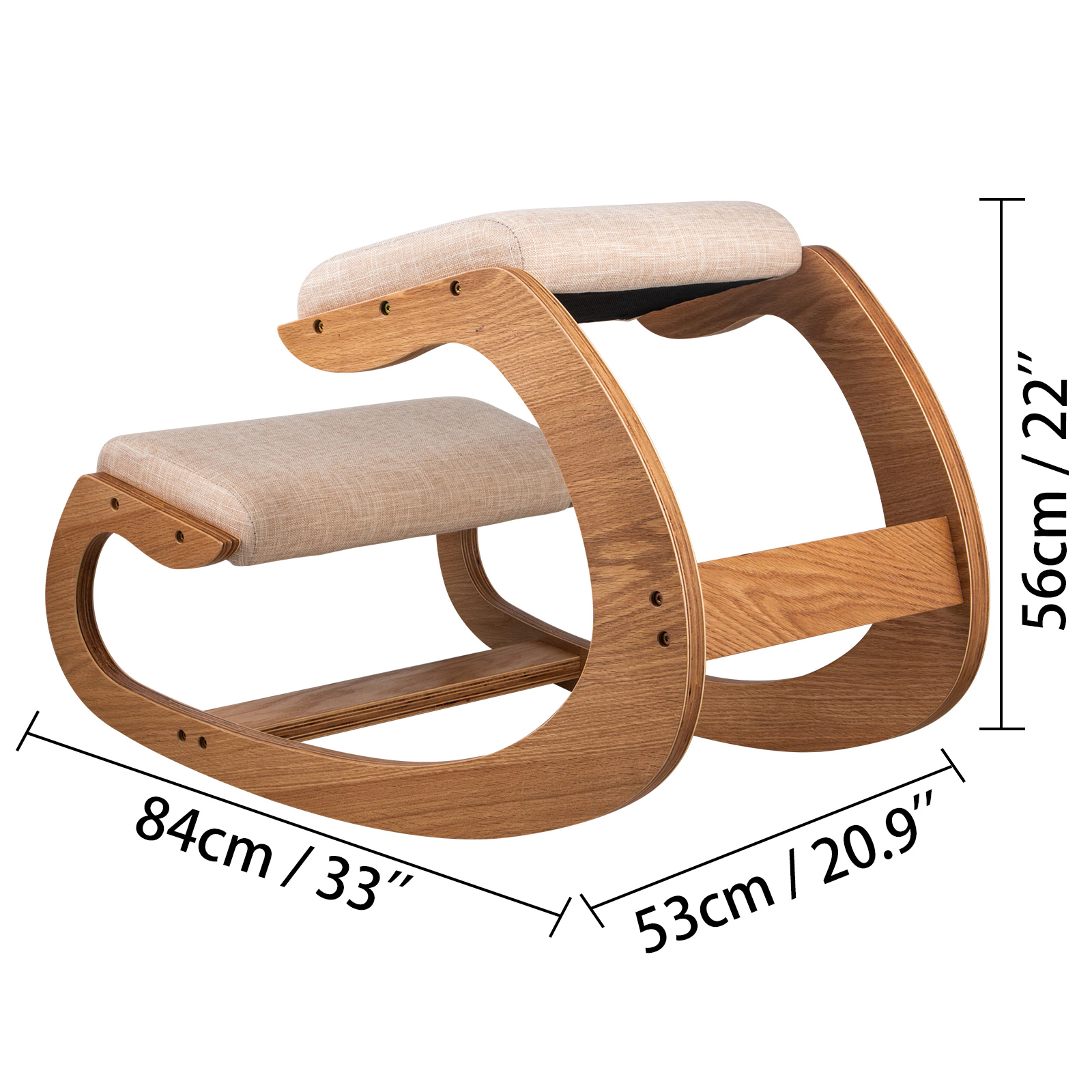 HONGGE Ergonomic Kneeling Chair for Posture Correction, Birch Wood Frame, 220 lbs Capacity, Home Office