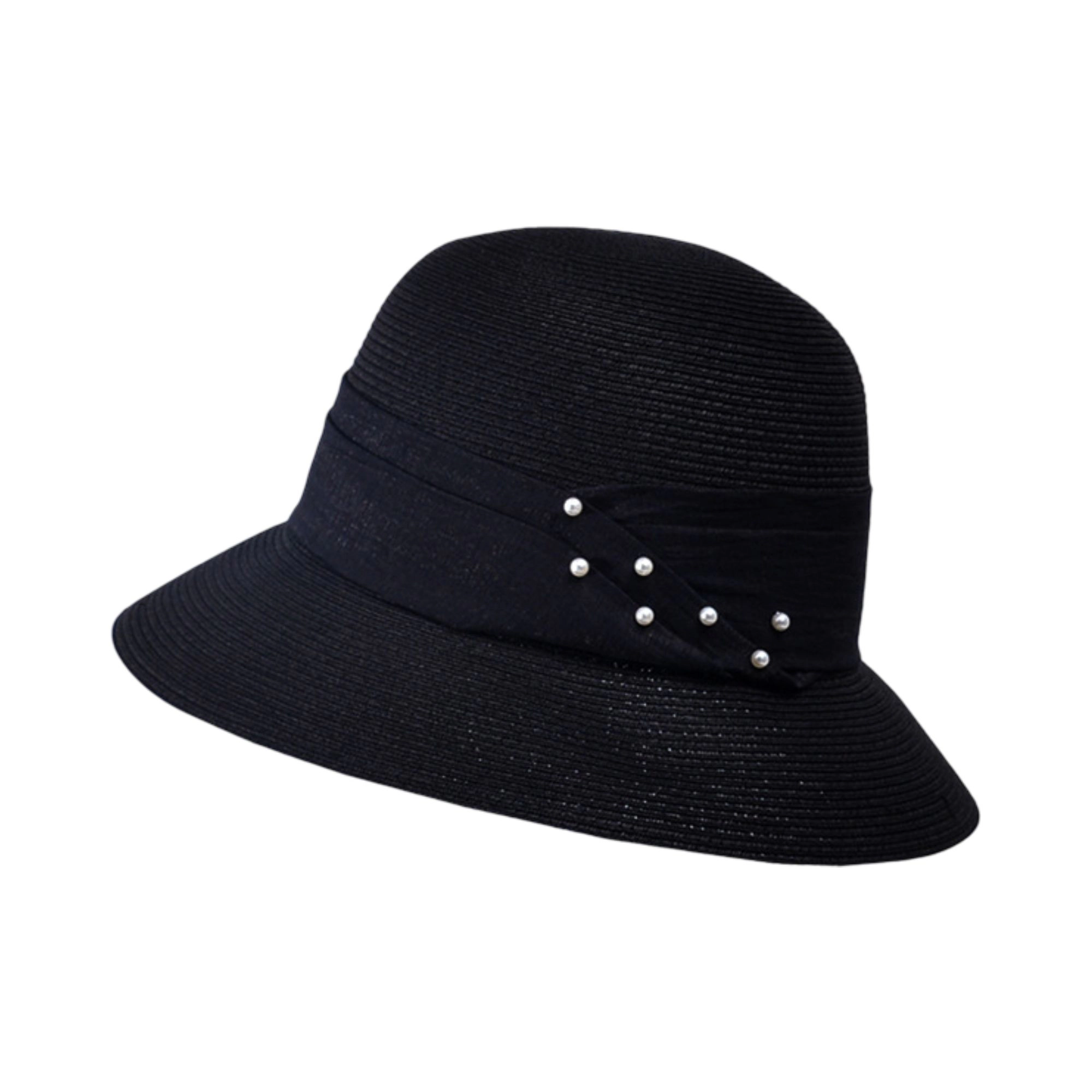 Anna-Kaci Womens Straw Sun Hat with Pearl Accent Band Lightweight Summer Beach Travel