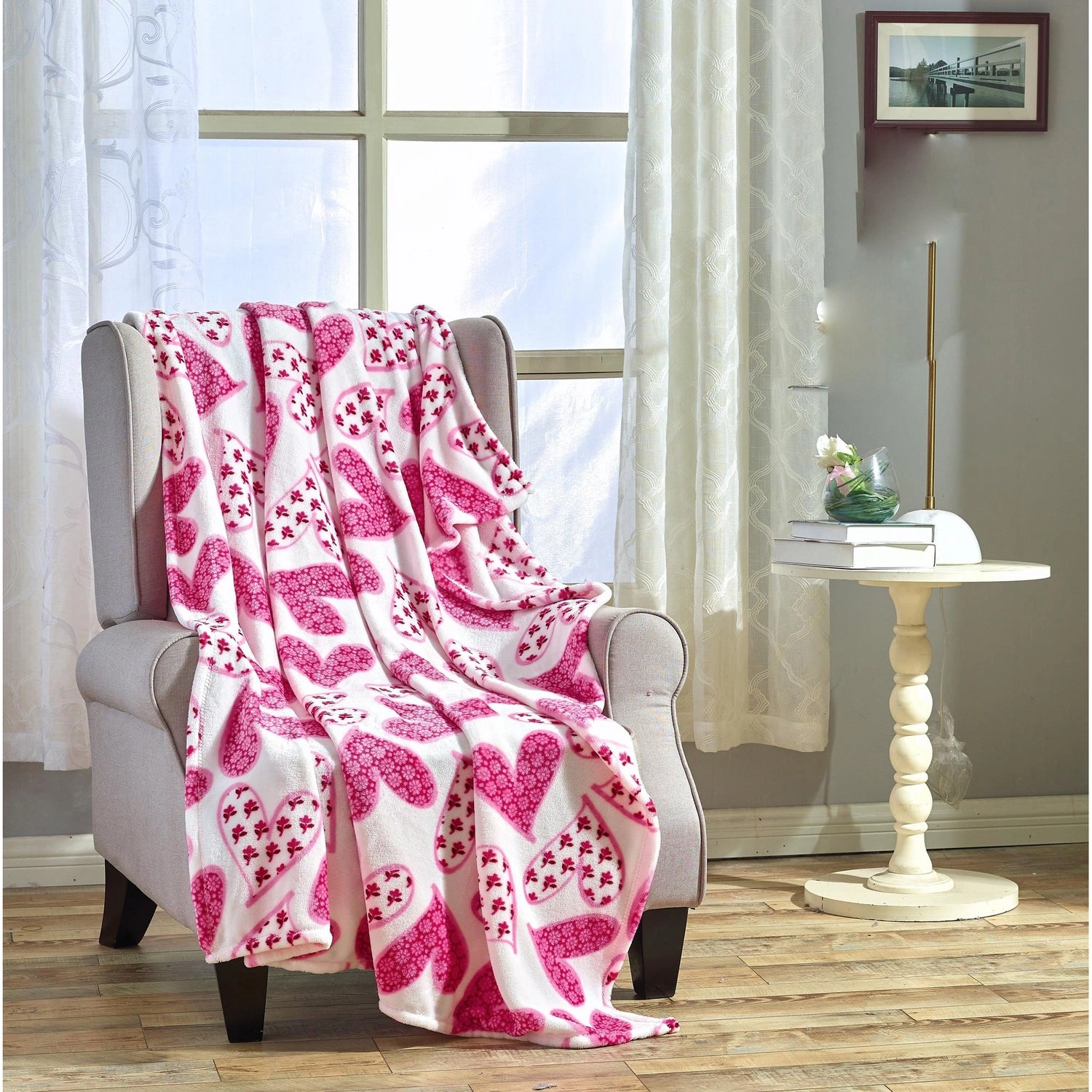 Plazatex Christmas Scarlett Micro Plush Decorative Throw Blanket All Season 50 x 60 Pink
