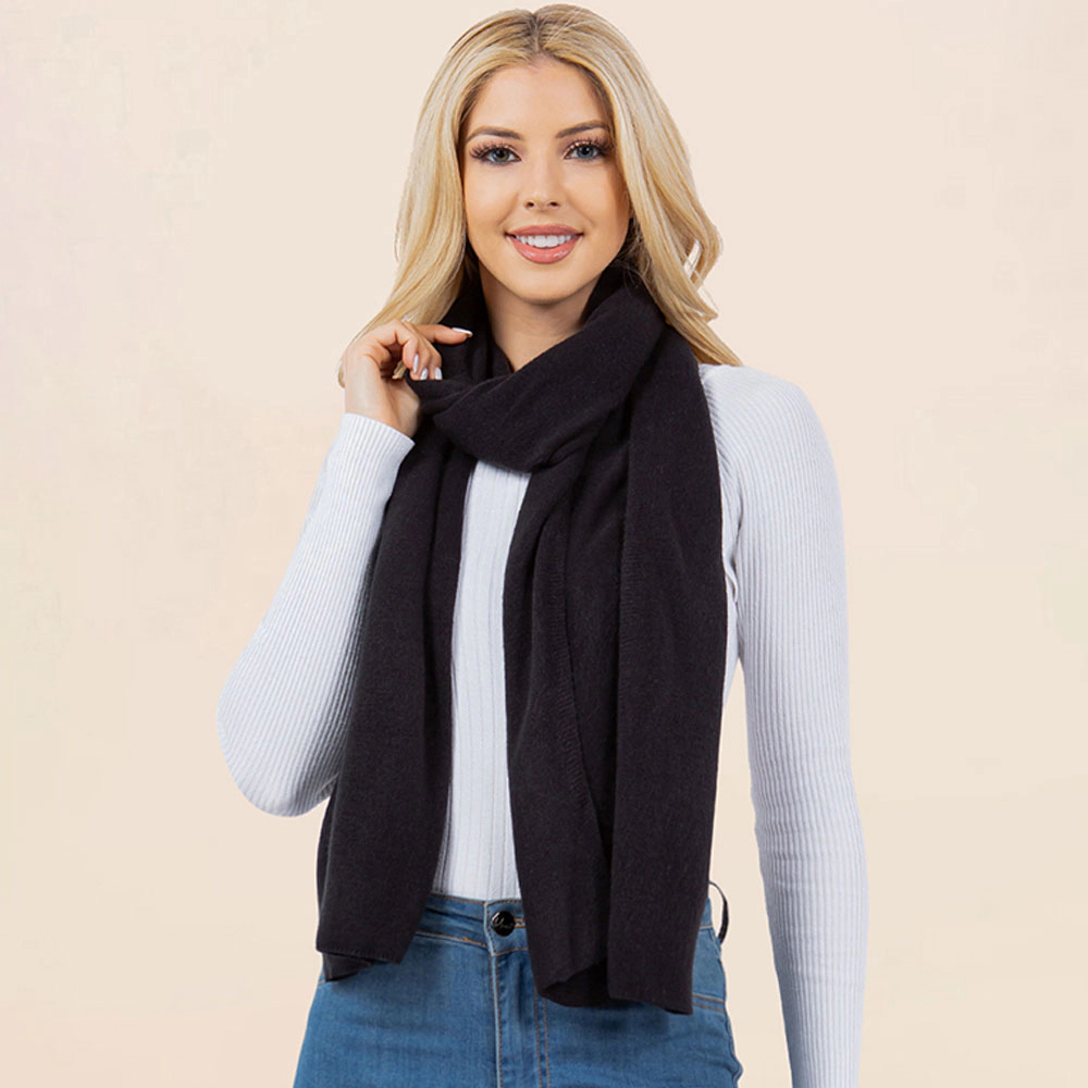 TRUEDAMES 3PCS - Solid Winter Beanie Hat Scarf Gloves Set Black