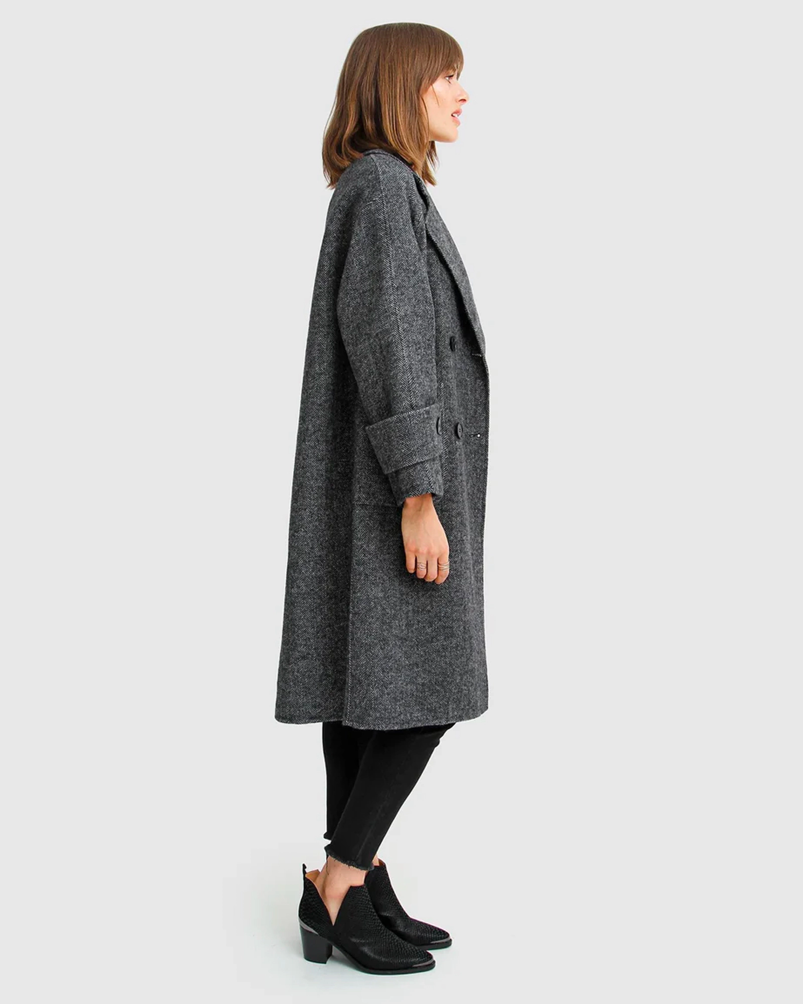 Belle & Bloom Womens Rumour Has It Oversized Wool Blend Coat