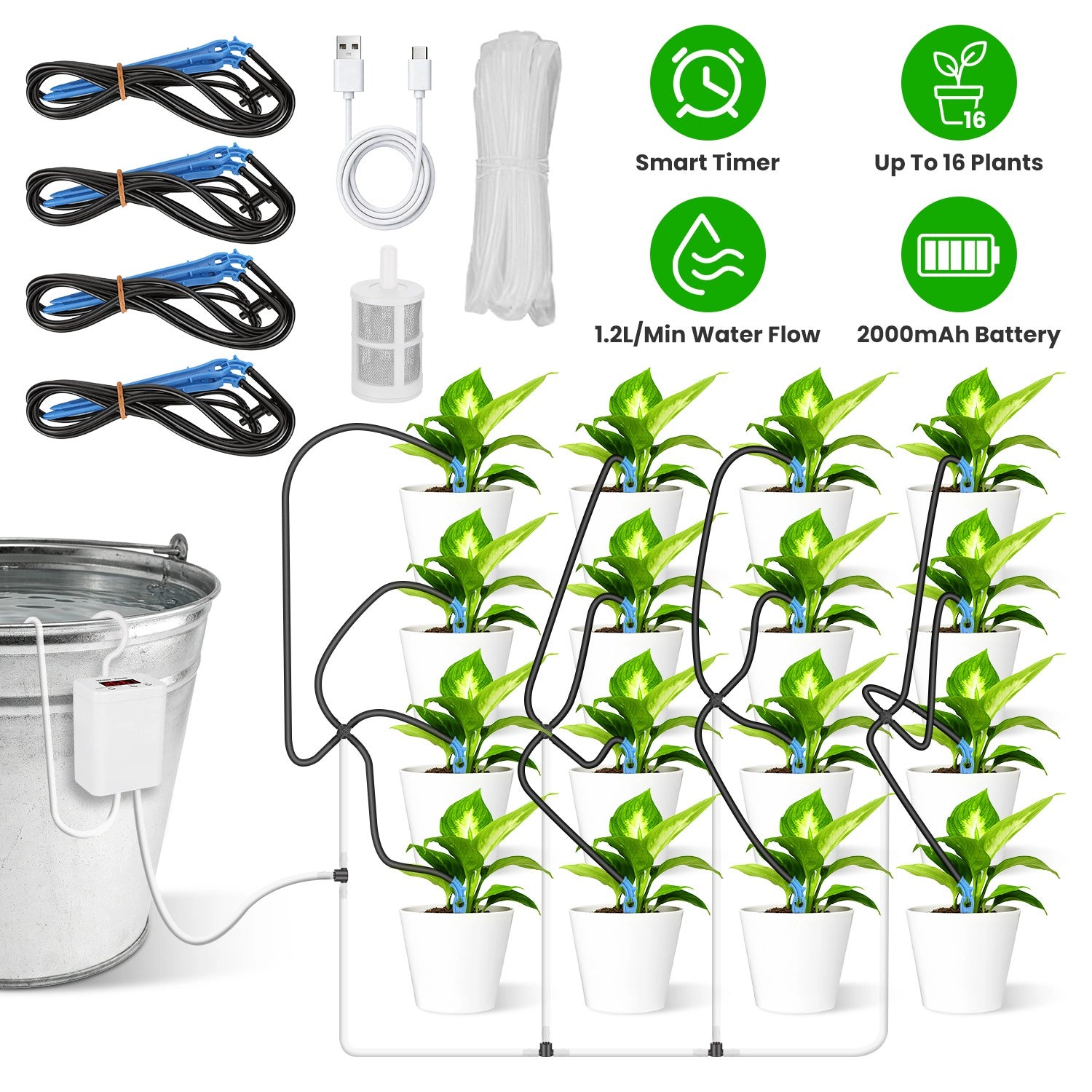 GBruno Automatic Plant Watering System With LCD Display