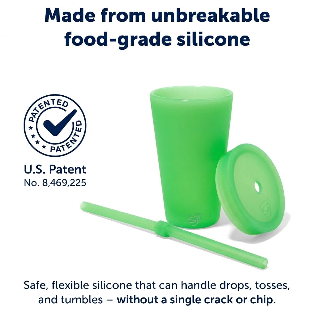 Silipint Silicone 16 oz Glow In The Dark Straw Tumbler