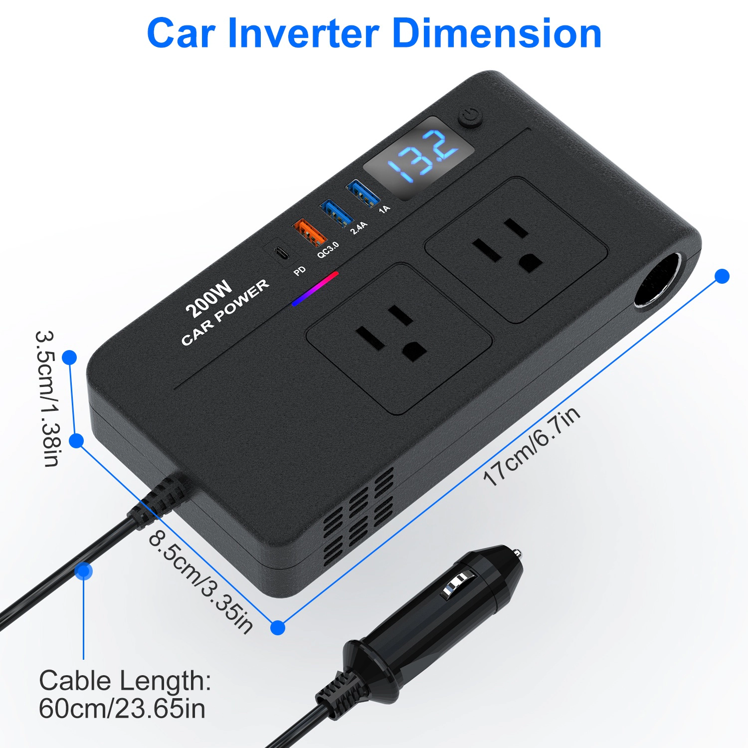 GBruno 200W Car Power Inverter DC 12V To AC 110V