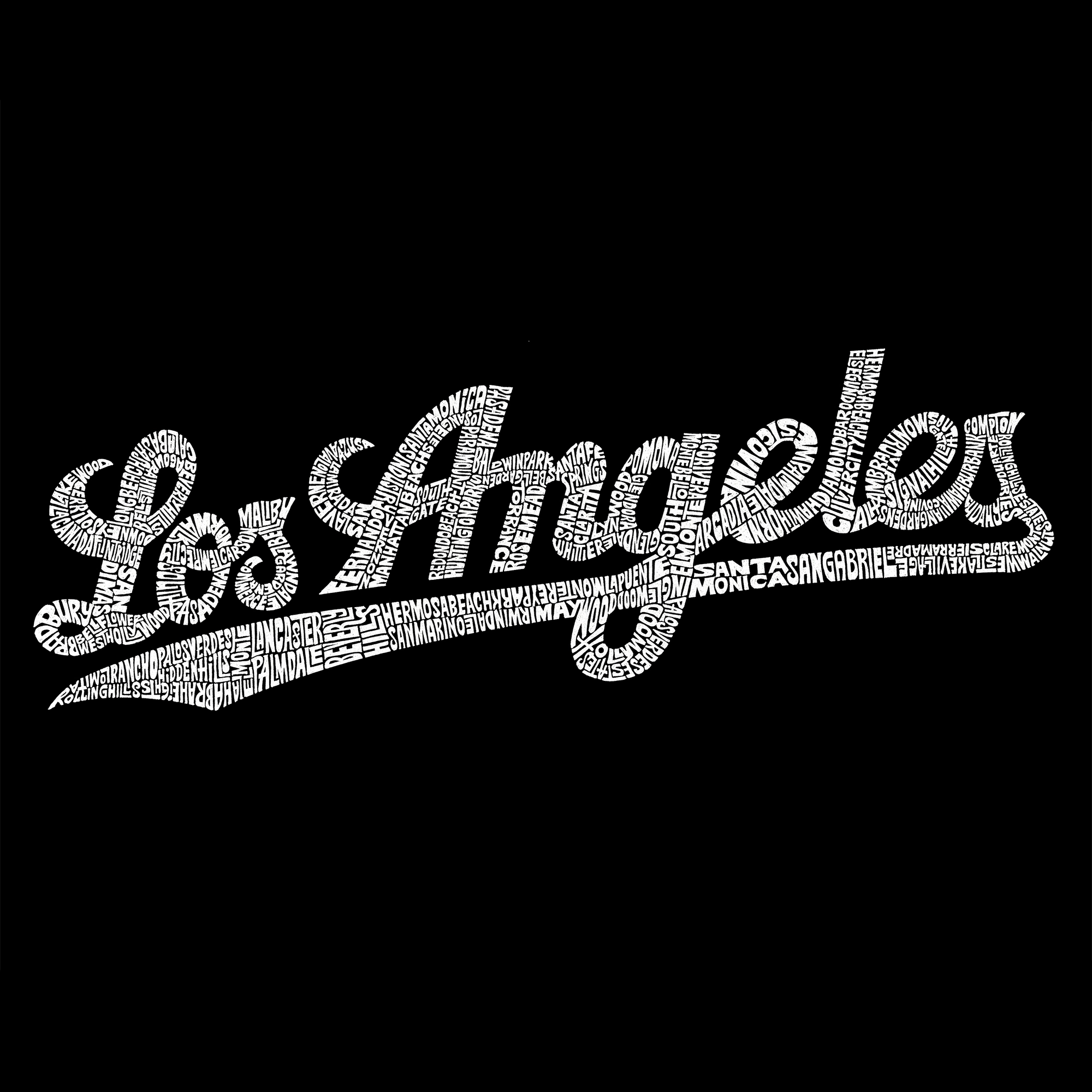 LA Pop Art Men's Word T-Shirt - Los Angeles Neighborhoods