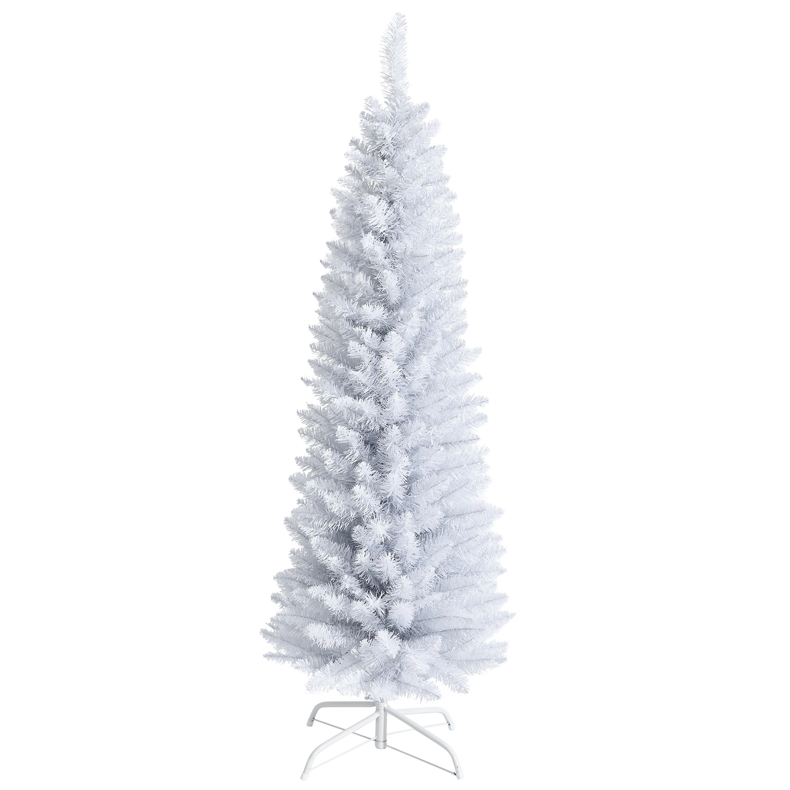 SUGIFT 5-ft White Slim Pencil Artificial Christmas Tree with 240 PVC Branch Tips and Folding Metal Stand