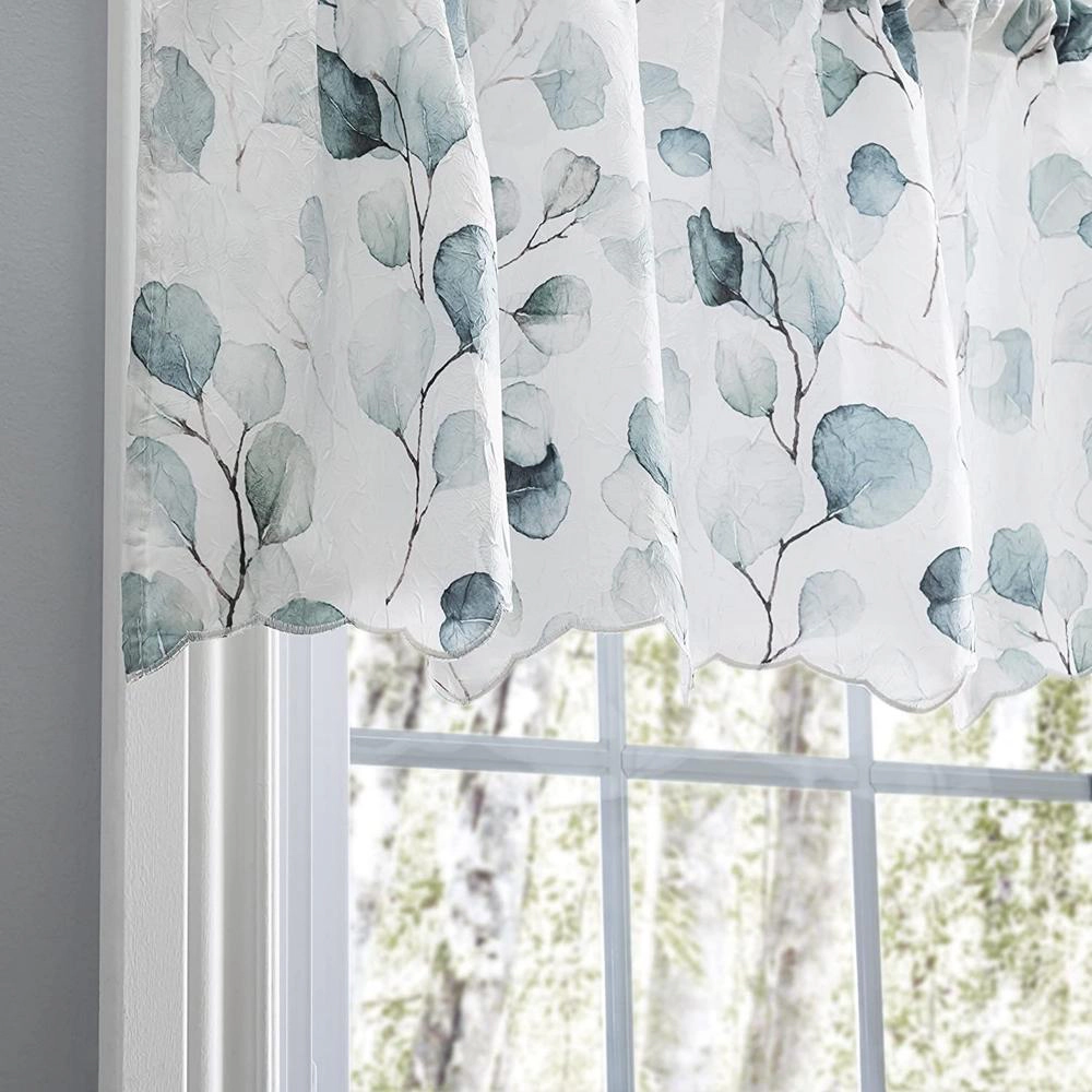 Ellis Curtain Eucalyptus Crushed Taffeta 1.5" Rod Pocket Window Valance 48"x15" Spa