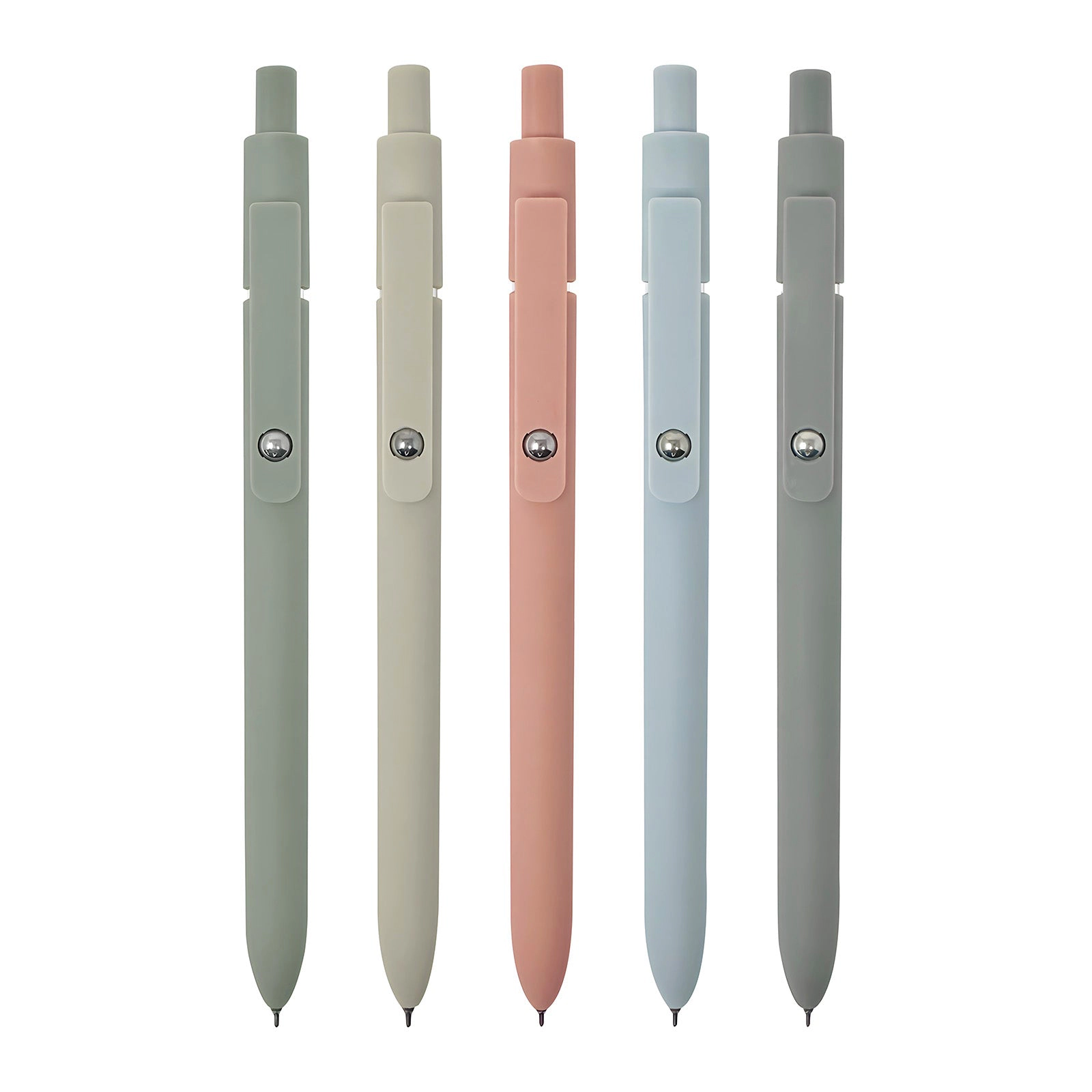 Wrapables Smooth Retractable Black Ink Gel Pens, 0.5mm Fine Point for Home and Office, Morandi, Set of 5