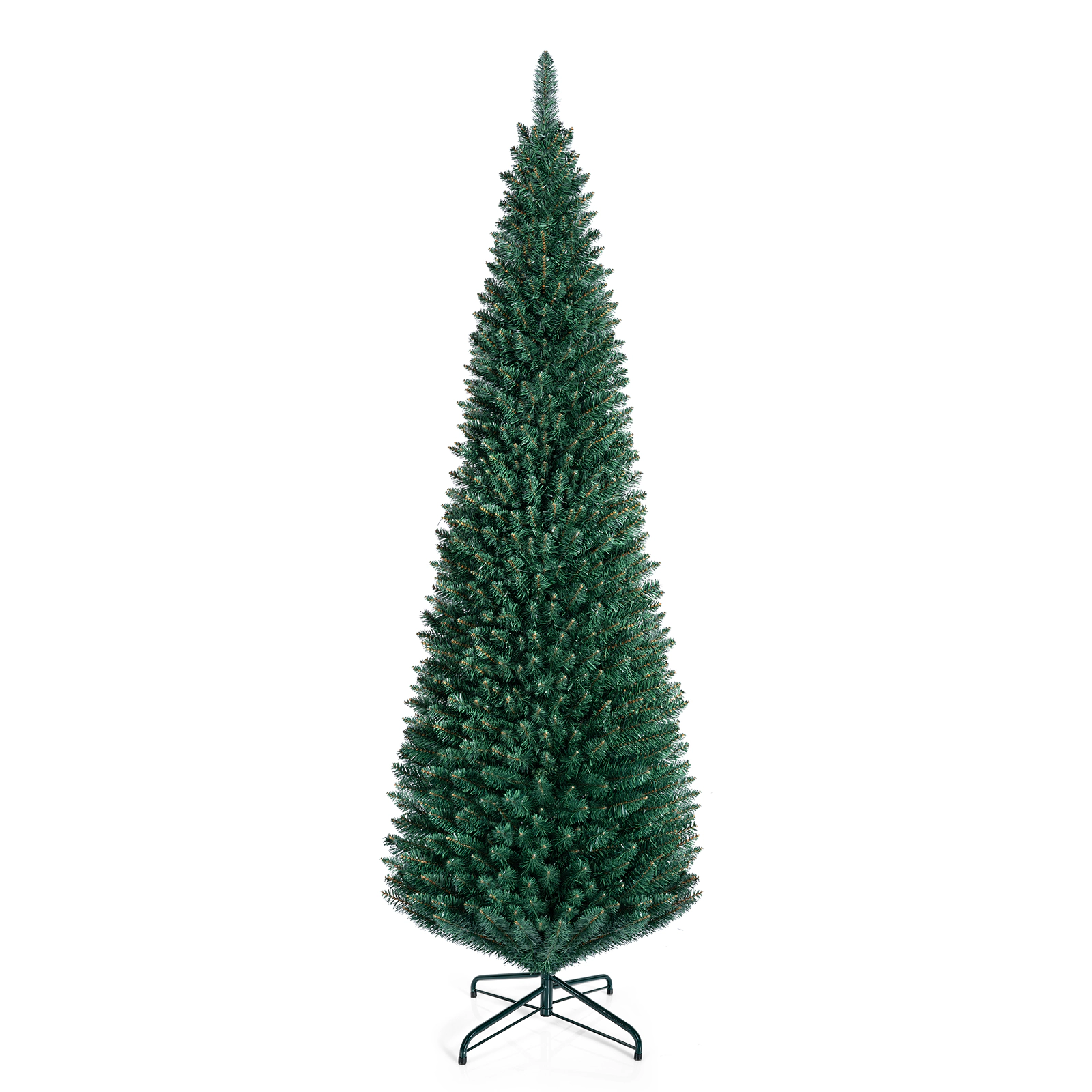 Costway 5/6/7/8/9Ft PVC Artificial Pencil Christmas Tree Slim Stand