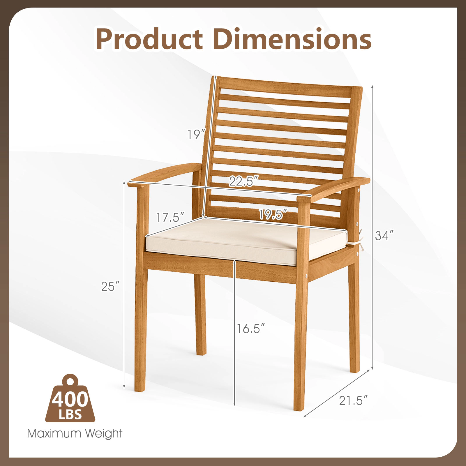 SUGIFT Outdoor Patio Dining Armchairs 400-lb Capacity Beige